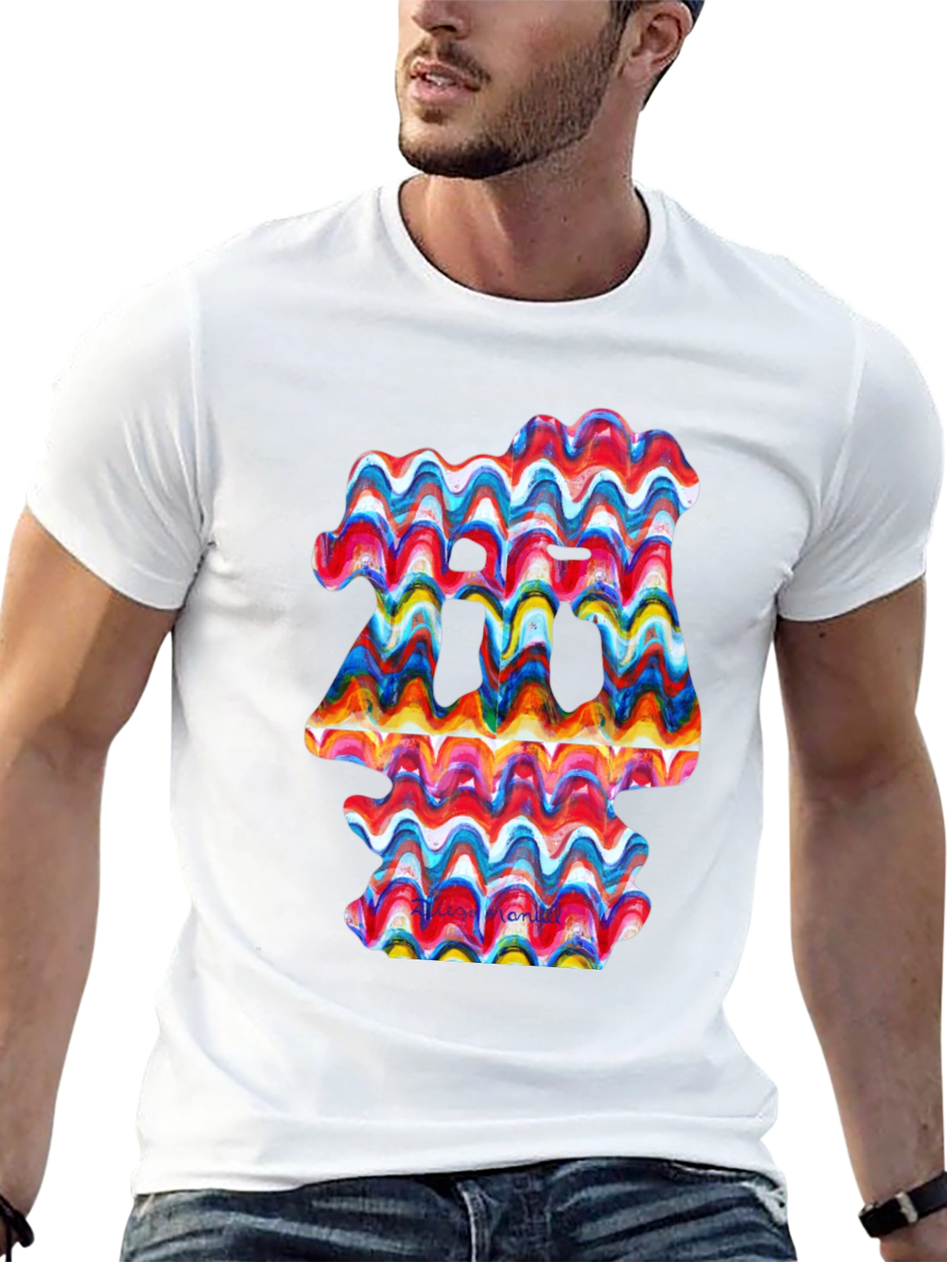 Abstract Wave Art Black T-Shirt