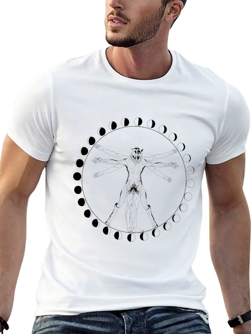 Lunar Werewolf Vitruvian Man Graphic Tee