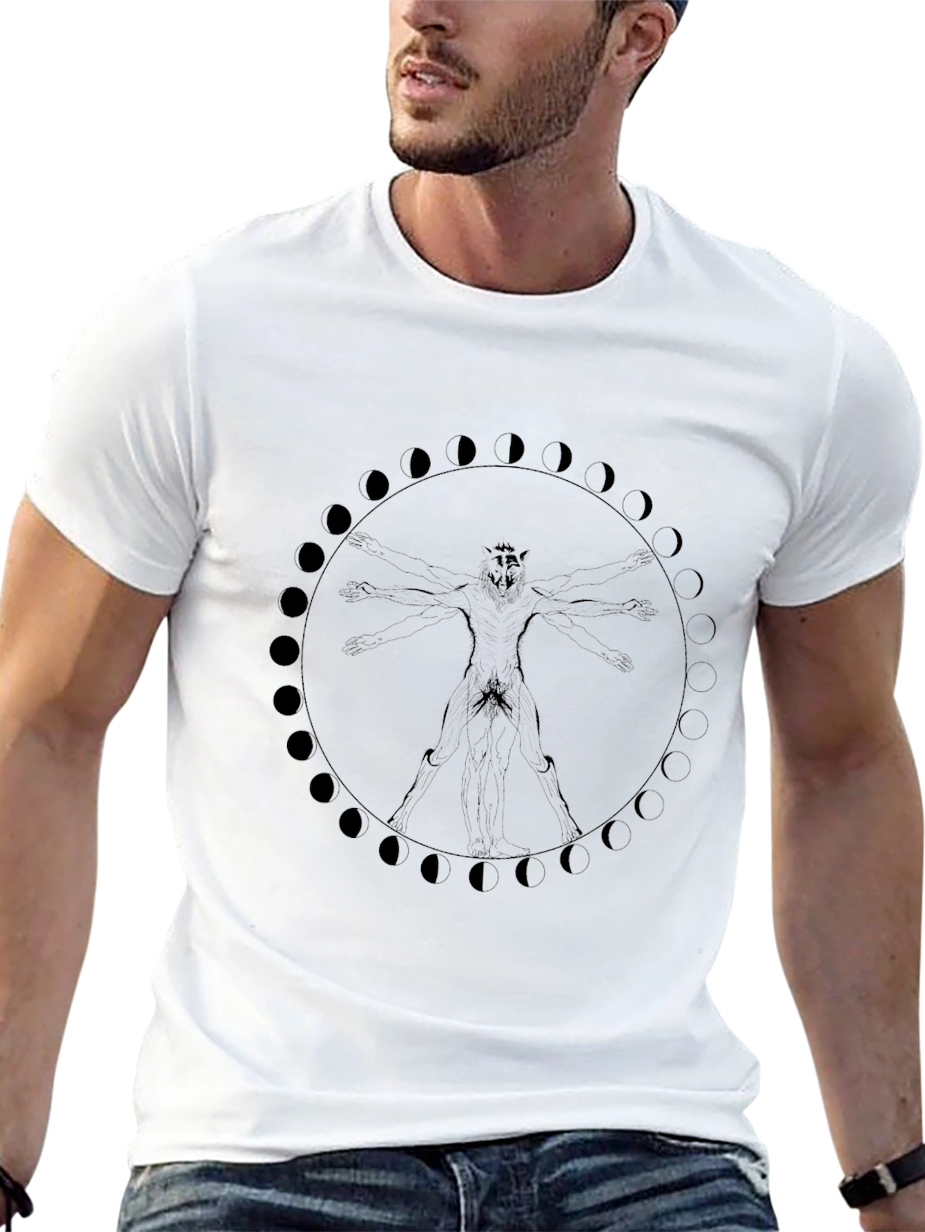 Lunar Werewolf Vitruvian Man Graphic Tee