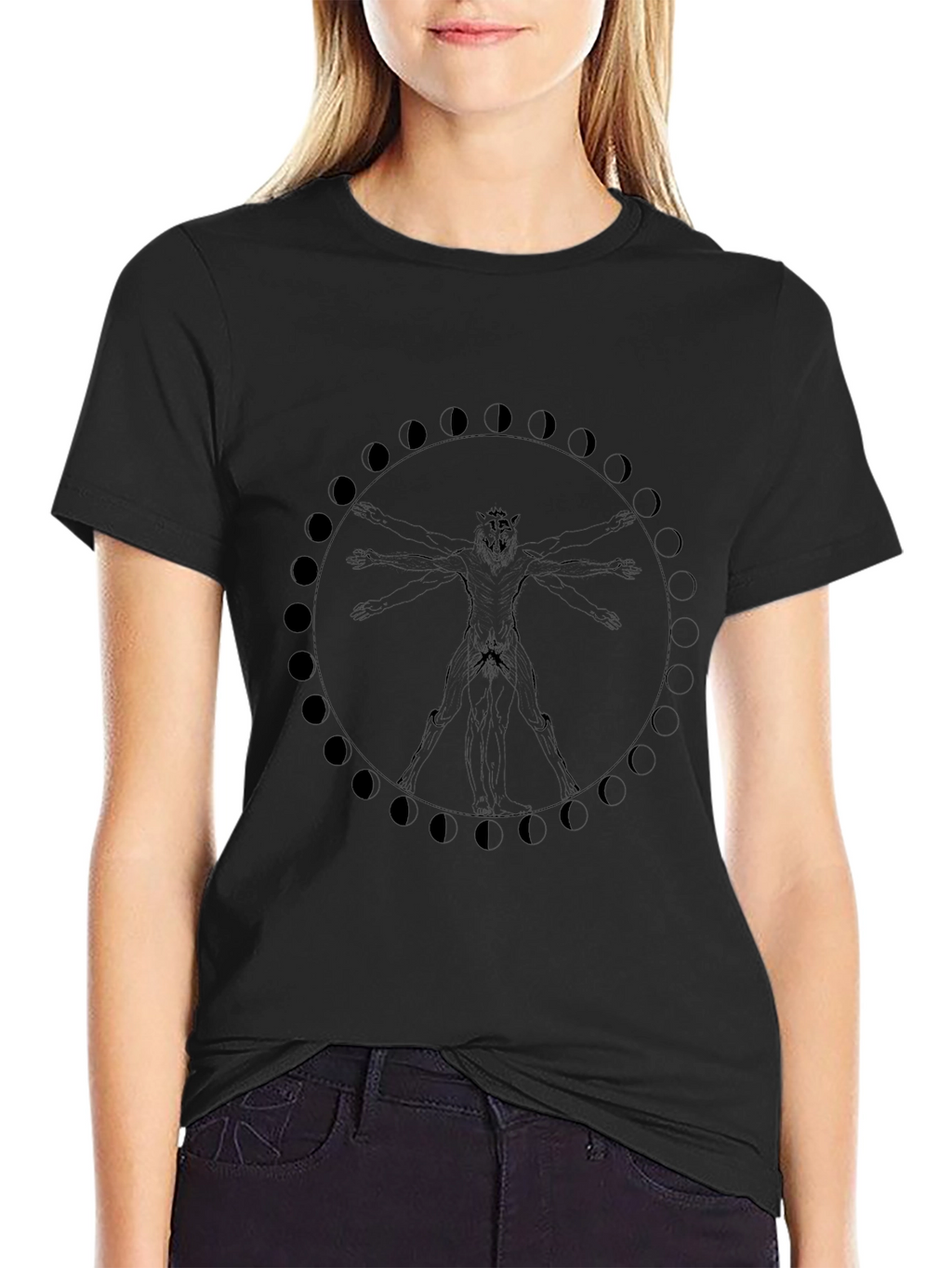 Lunar Werewolf Vitruvian Man Graphic Tee