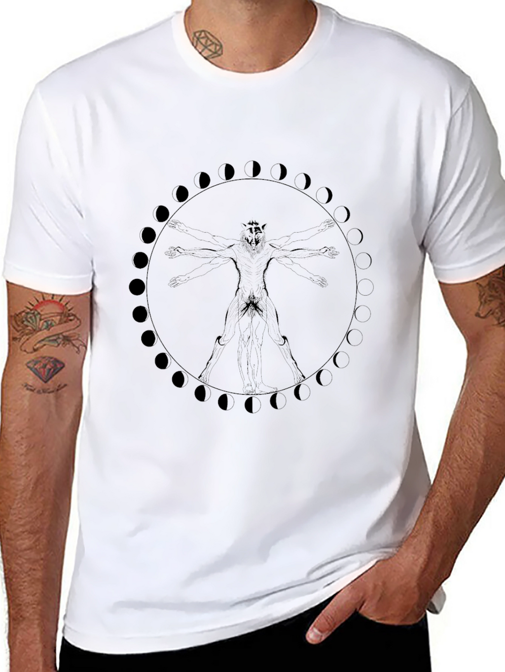 Lunar Werewolf Vitruvian Man Graphic Tee