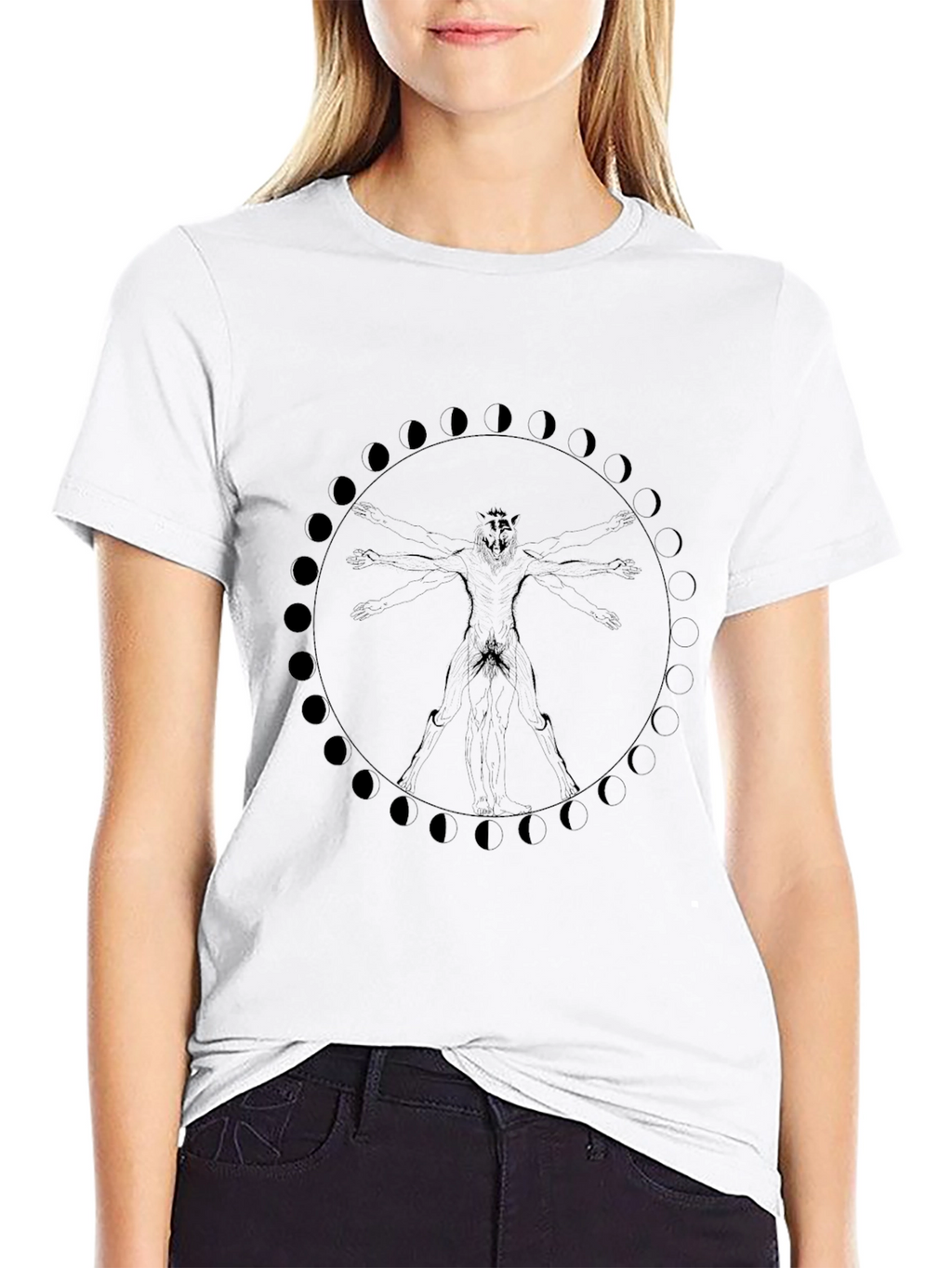 Lunar Werewolf Vitruvian Man Graphic Tee