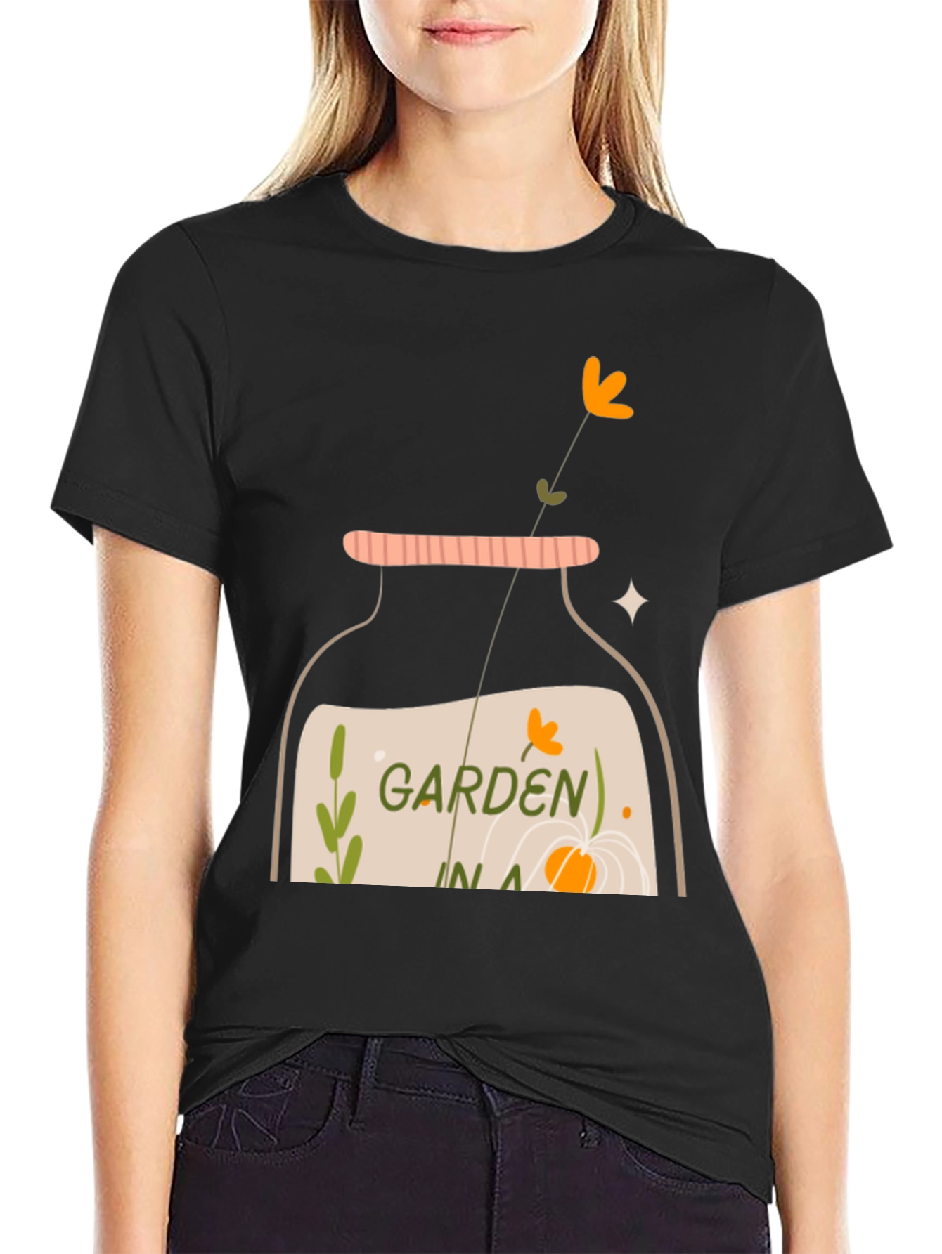 Garden in a Jar Graphic Tee - Black Casual T-Shirt