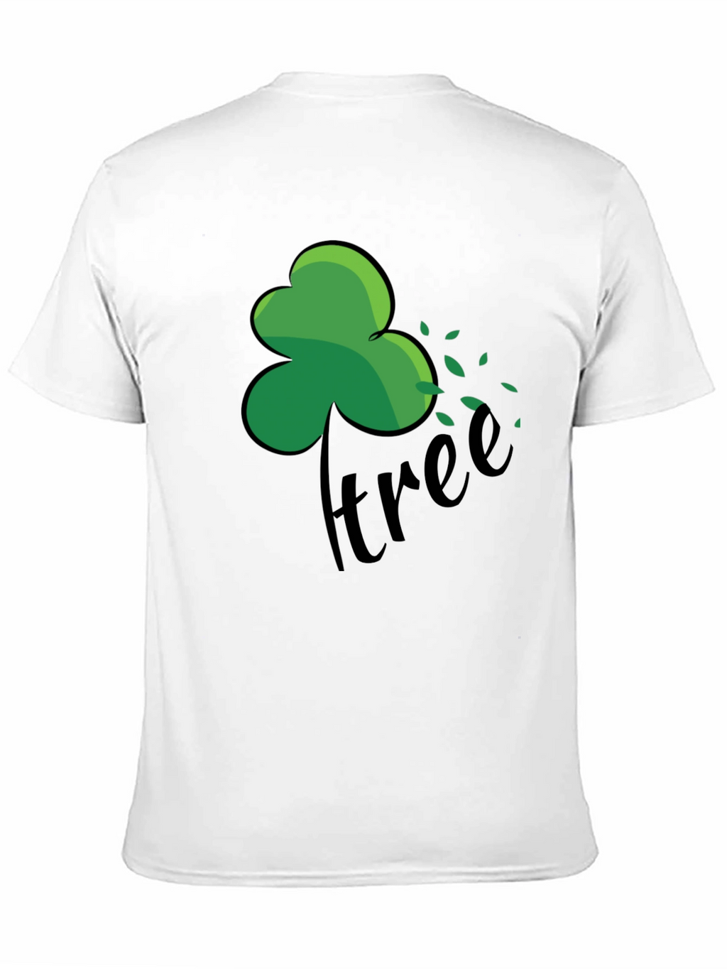 Green Shamrock Tree Graphic Black T-Shirt