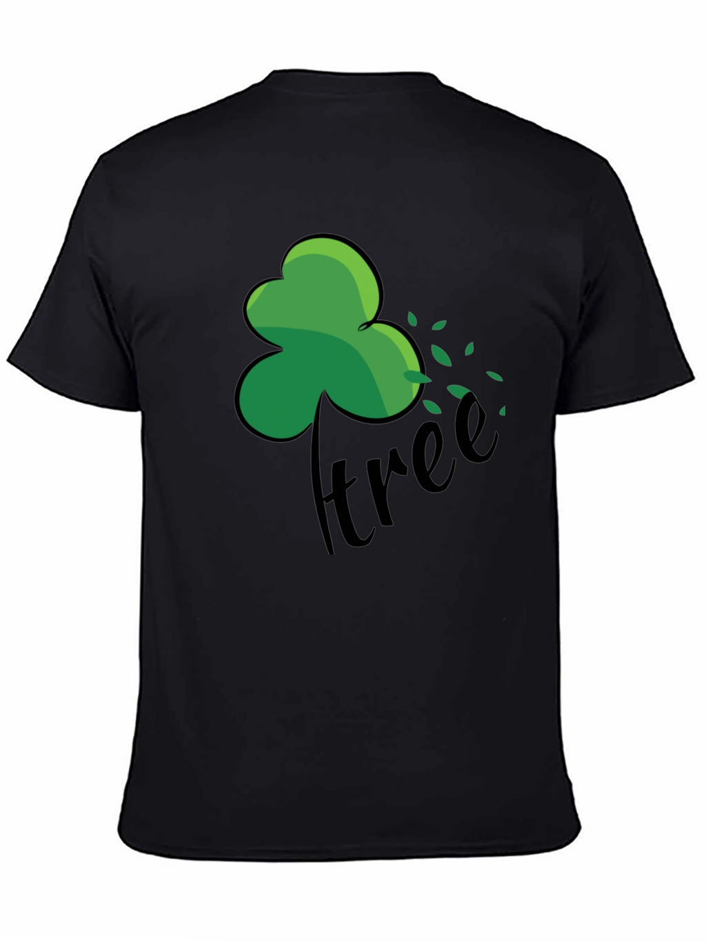 Green Shamrock Tree Graphic Black T-Shirt