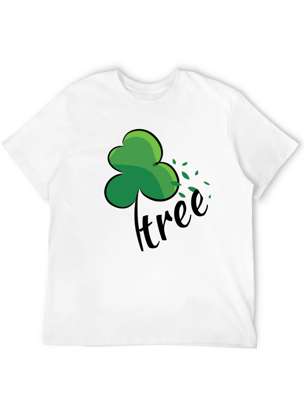 Green Shamrock Tree Graphic Black T-Shirt