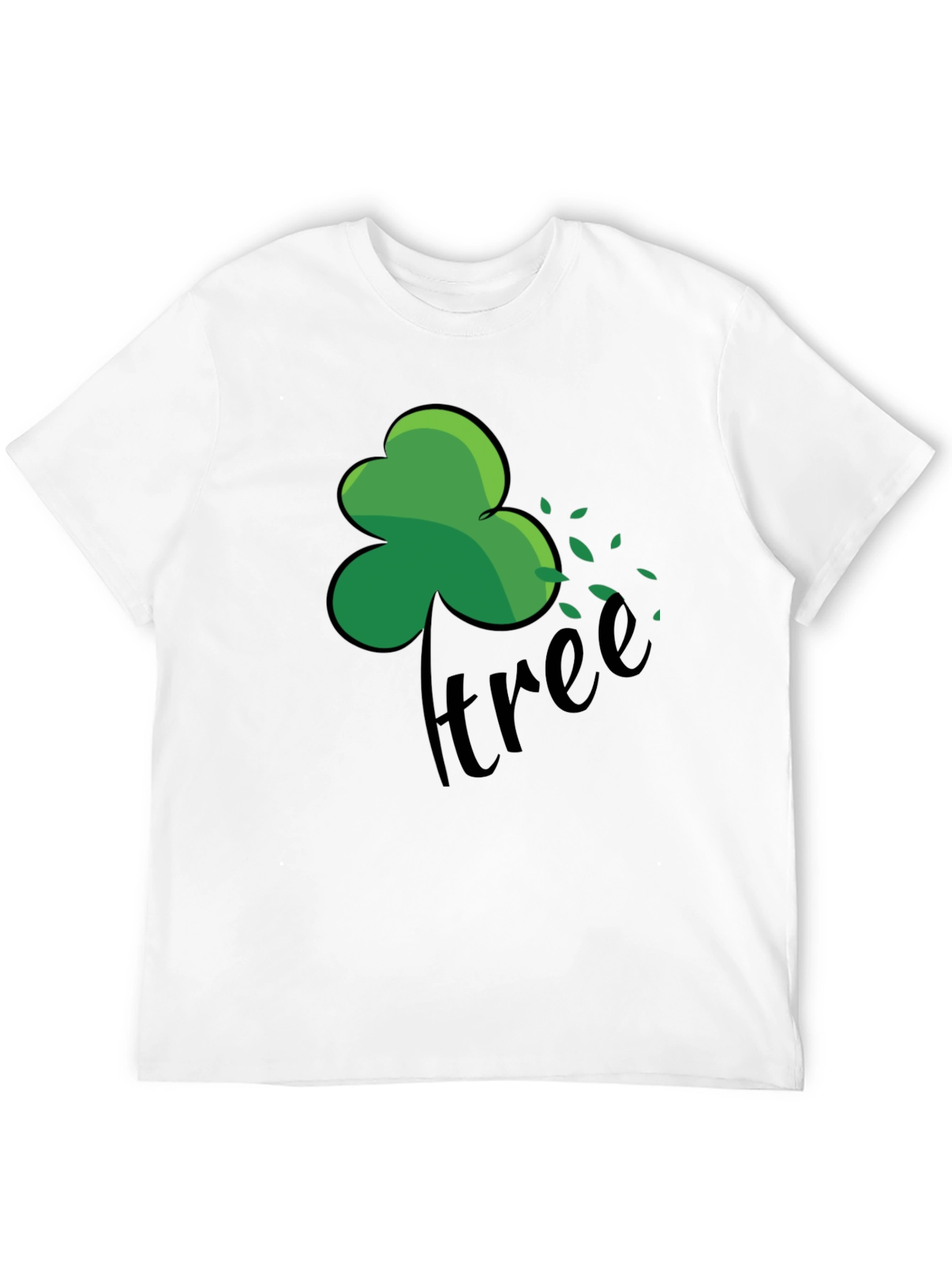 Green Shamrock Tree Graphic Black T-Shirt