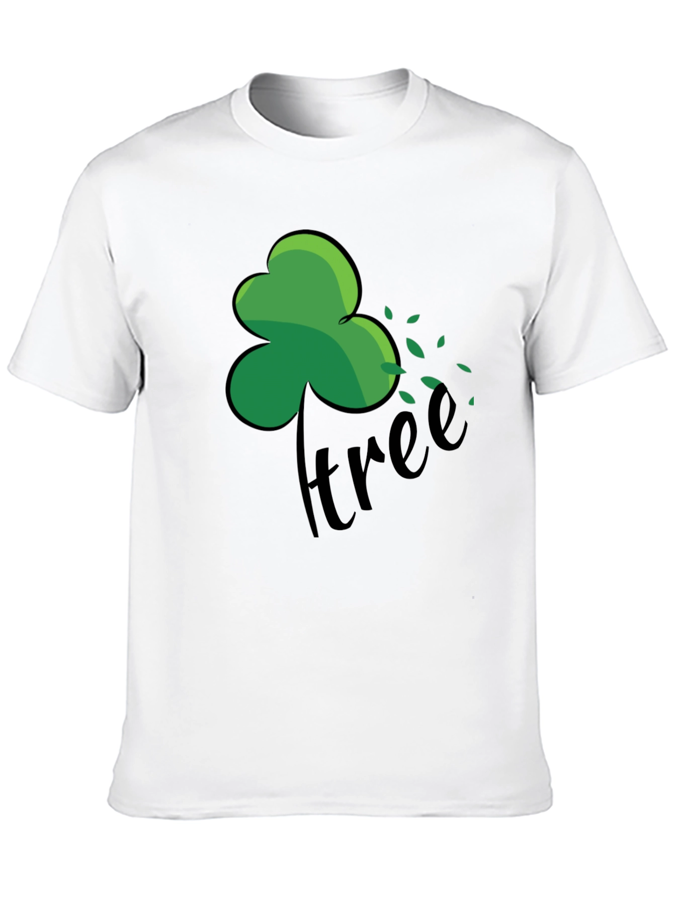 Green Shamrock Tree Graphic Black T-Shirt