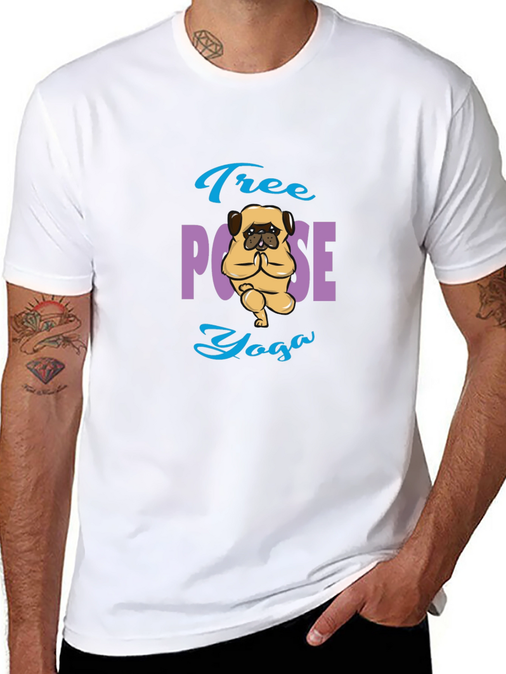 Tree Pose Yoga Pug Graphic Tee