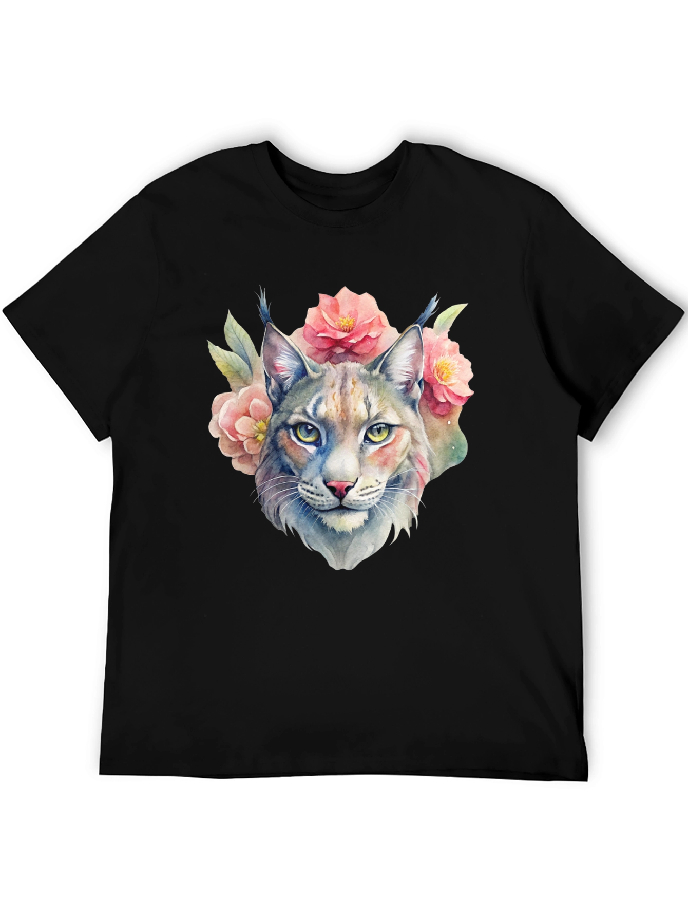 Lynx Floral T-Shirt - Watercolor Style