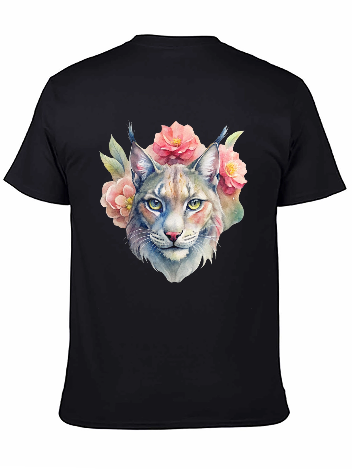 Lynx Floral T-Shirt - Watercolor Style