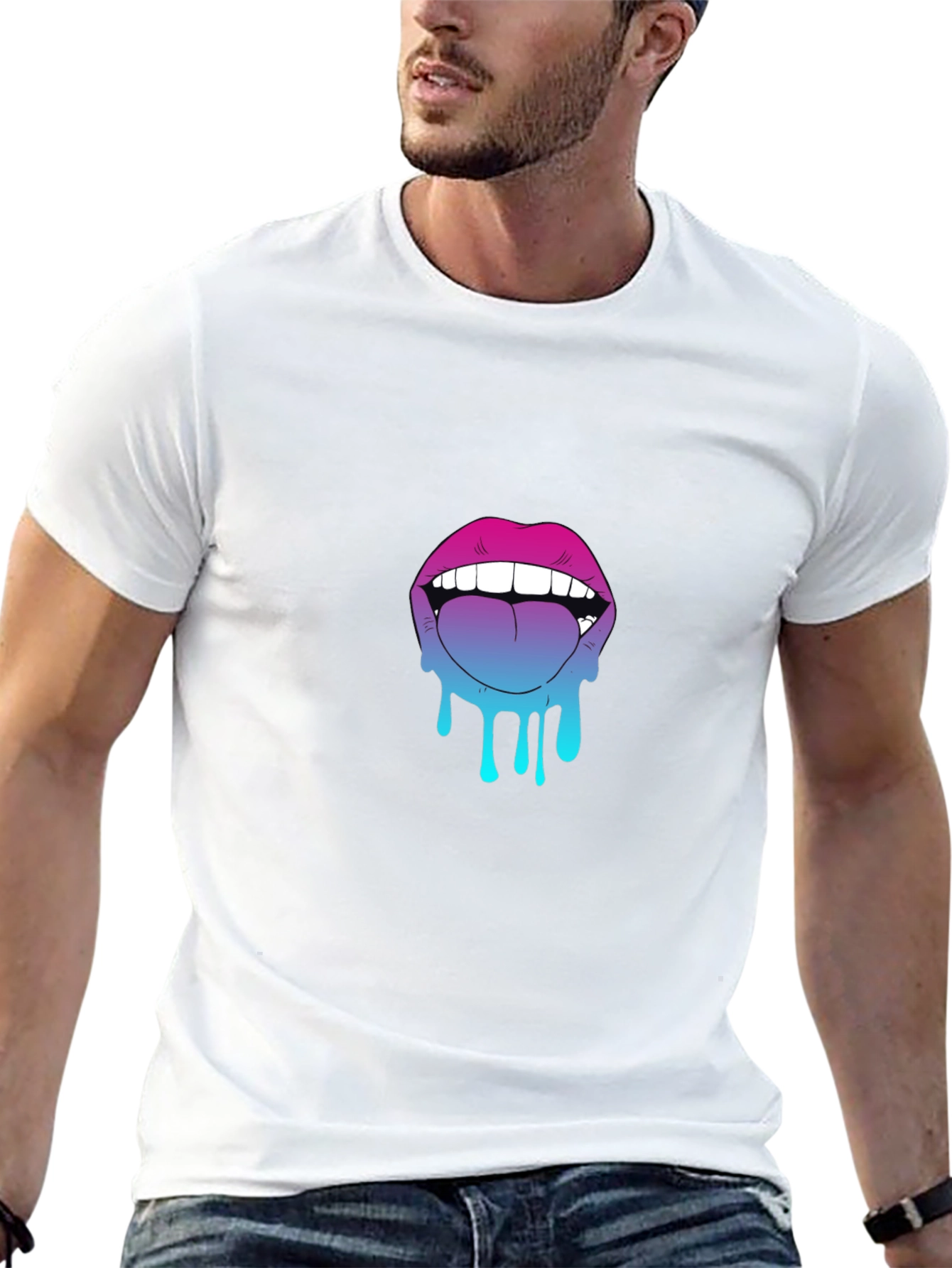Dripping Lips Graphic Tee - Bold Black Cotton
