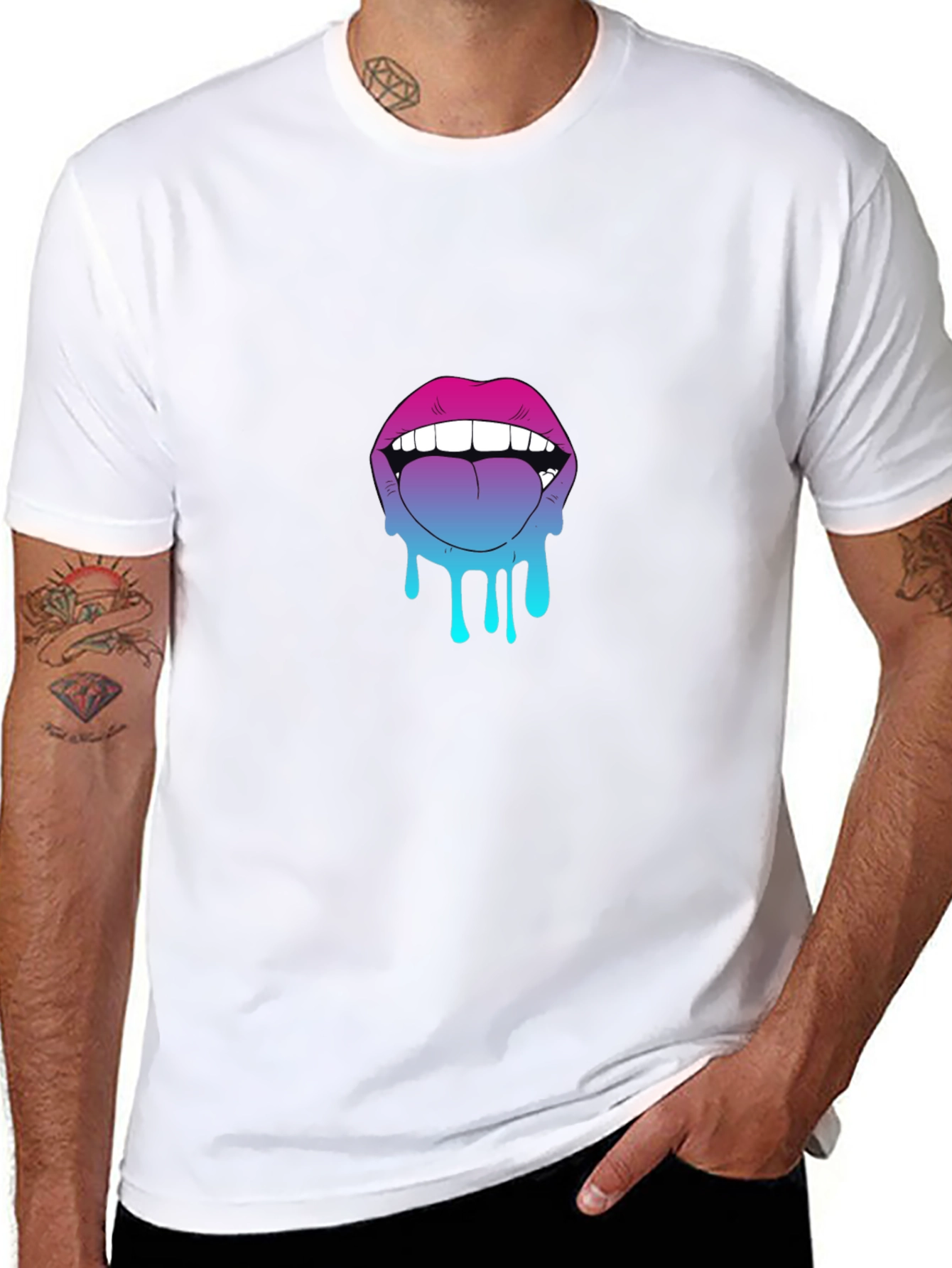 Dripping Lips Graphic Tee - Bold Black Cotton