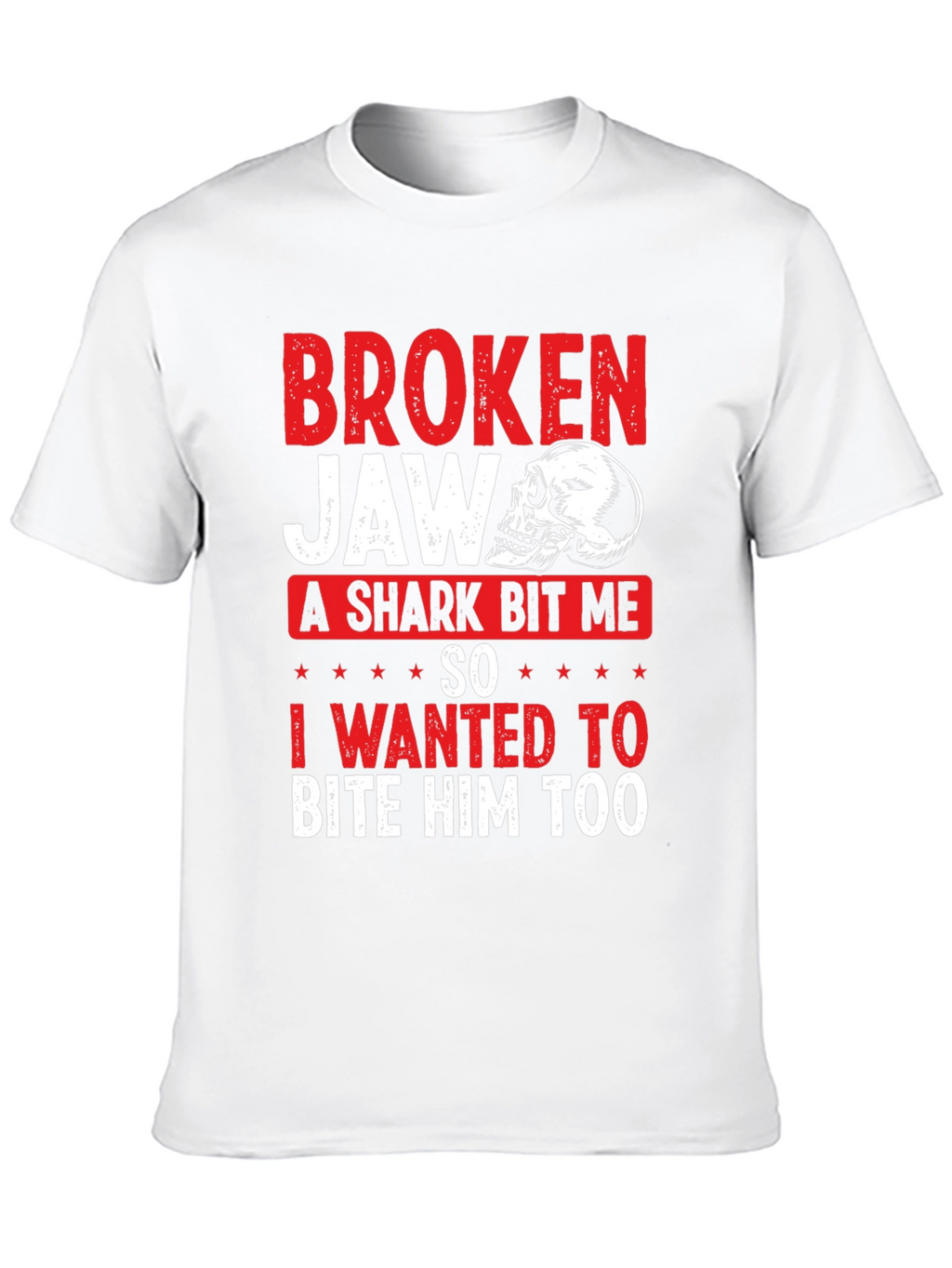 Broken Jaw Shark Bite Funny Graphic T-Shirt