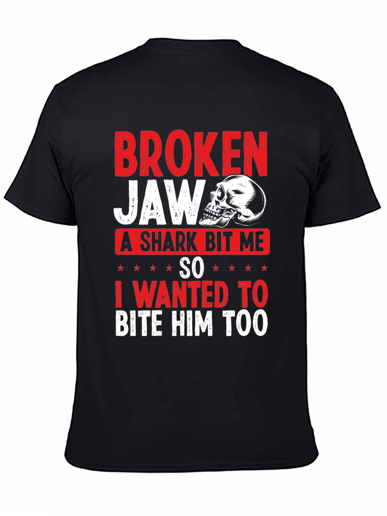 Broken Jaw Shark Bite Funny Graphic T-Shirt