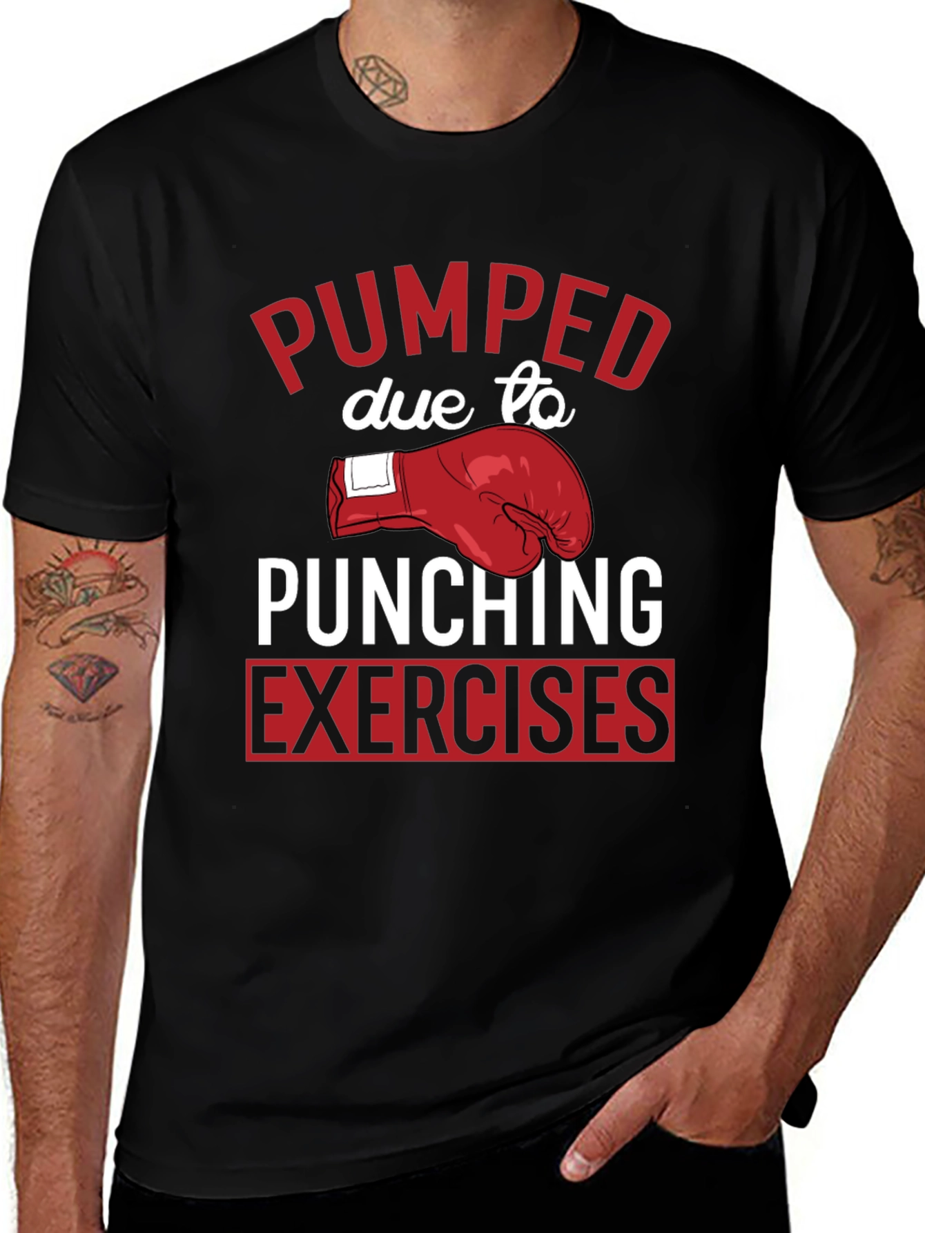 Pumped Punching Exercises Graphic Tee - Black