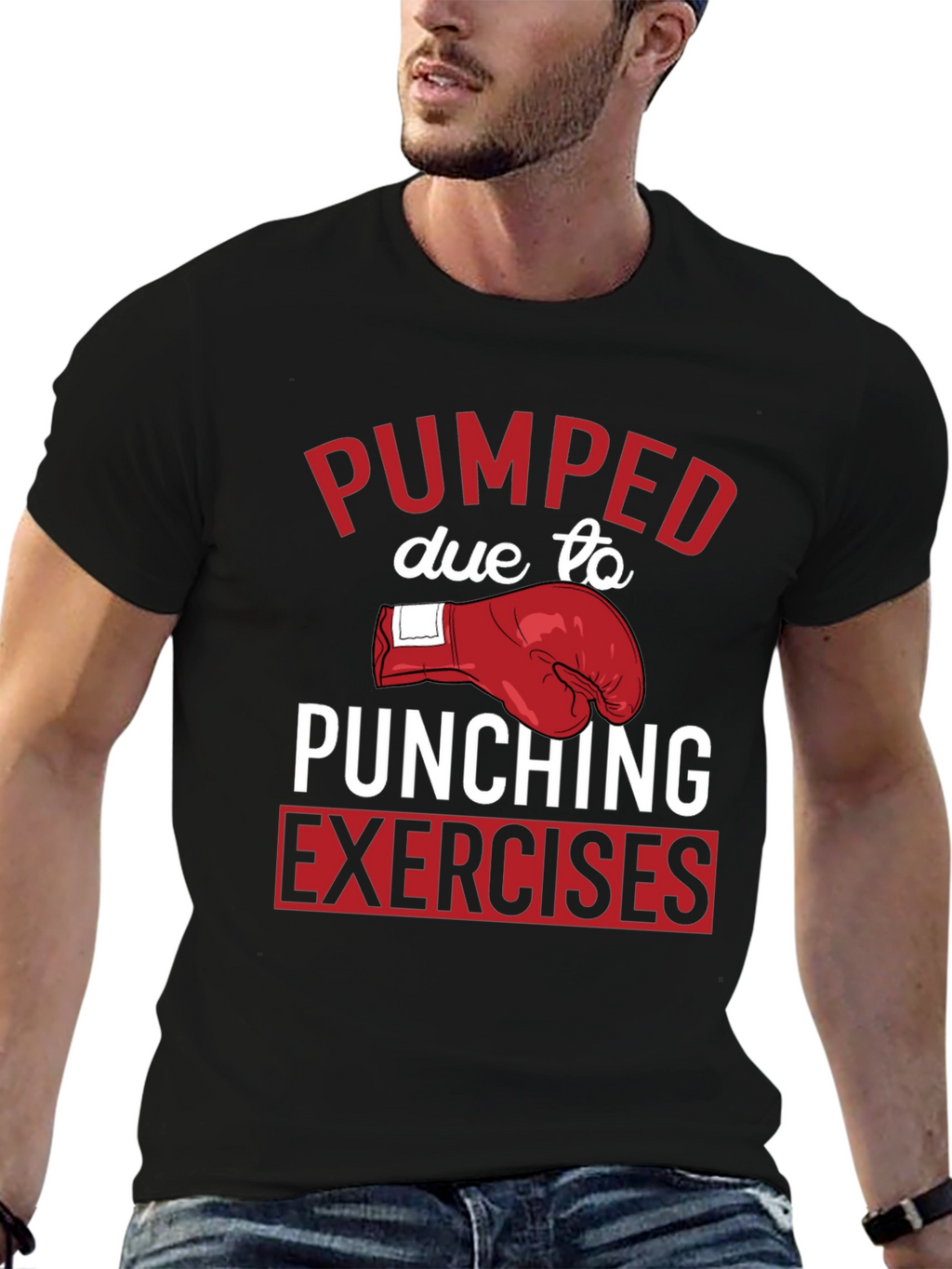 Pumped Punching Exercises Graphic Tee - Black