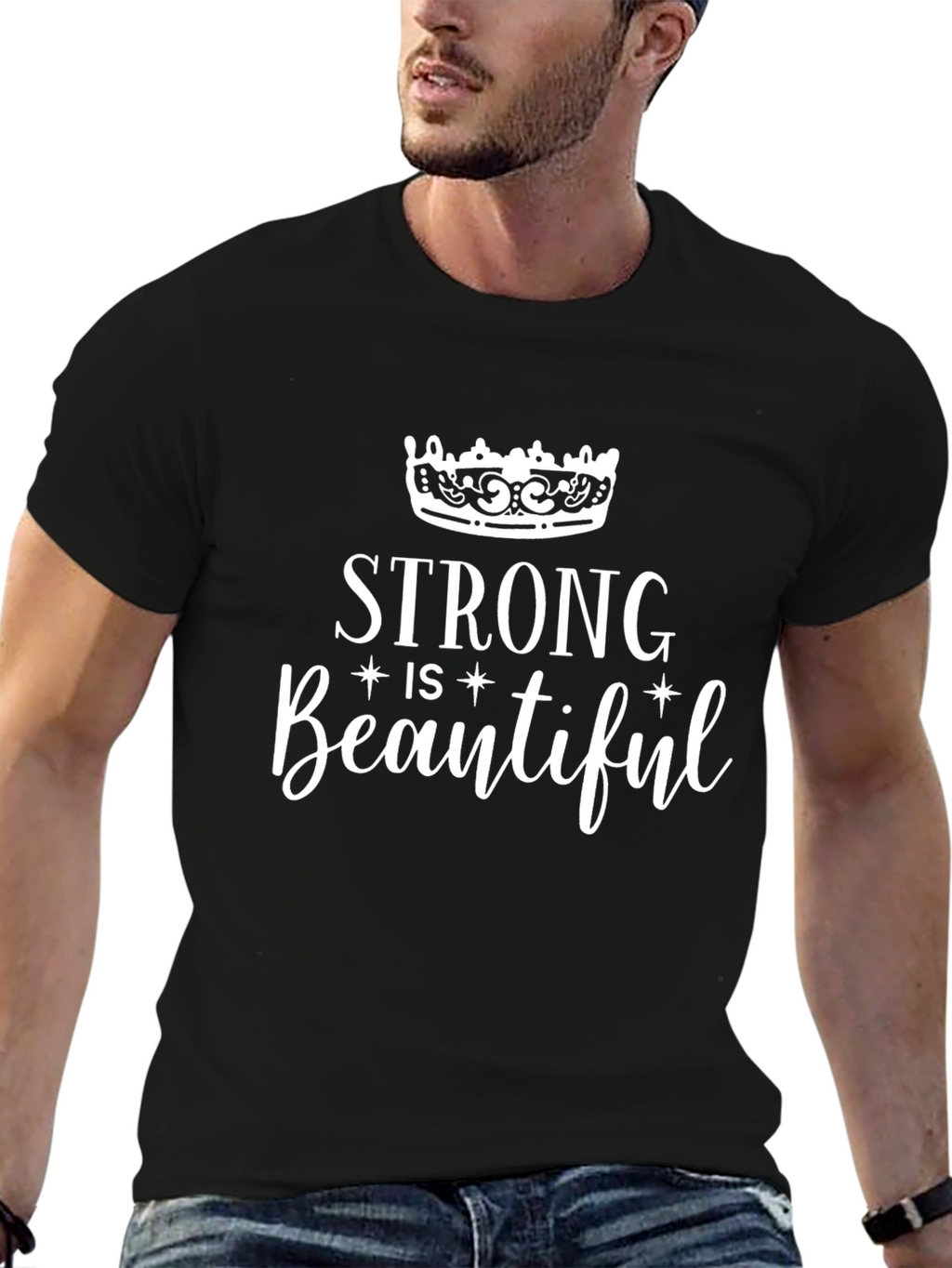 Strong is Beautiful Graphic Tee Shirt - Black