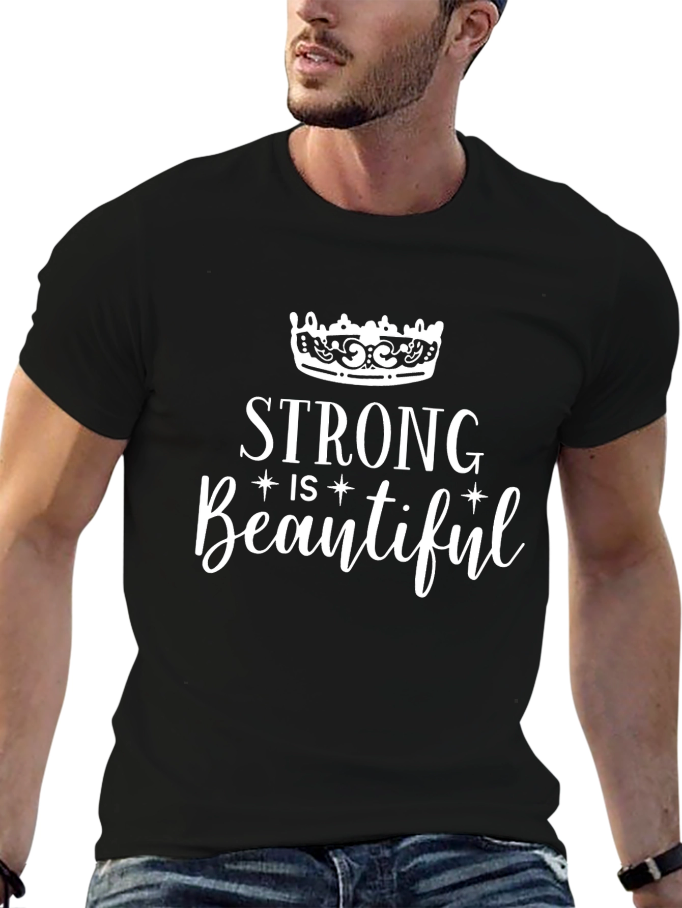 Strong is Beautiful Graphic Tee Shirt - Black