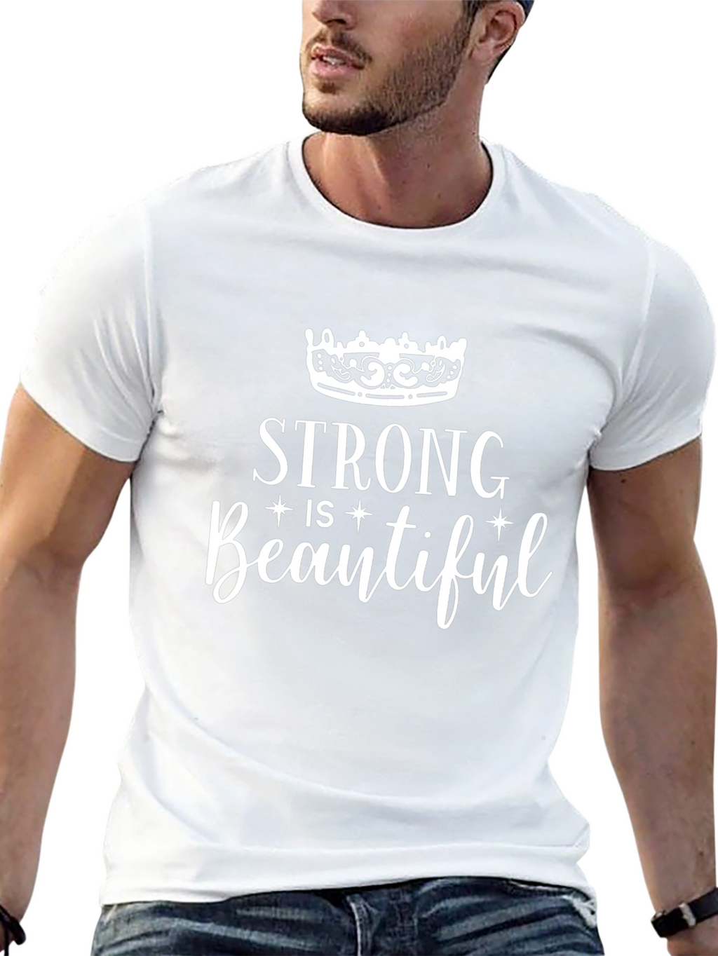 Strong is Beautiful Graphic Tee Shirt - Black
