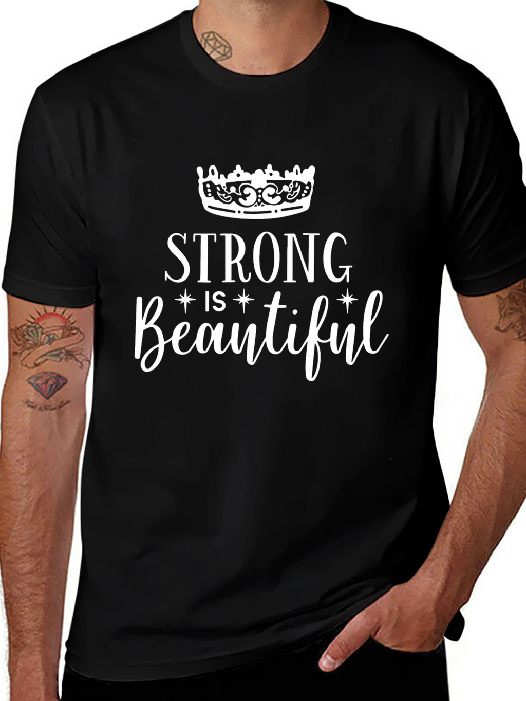 Strong is Beautiful Graphic Tee Shirt - Black