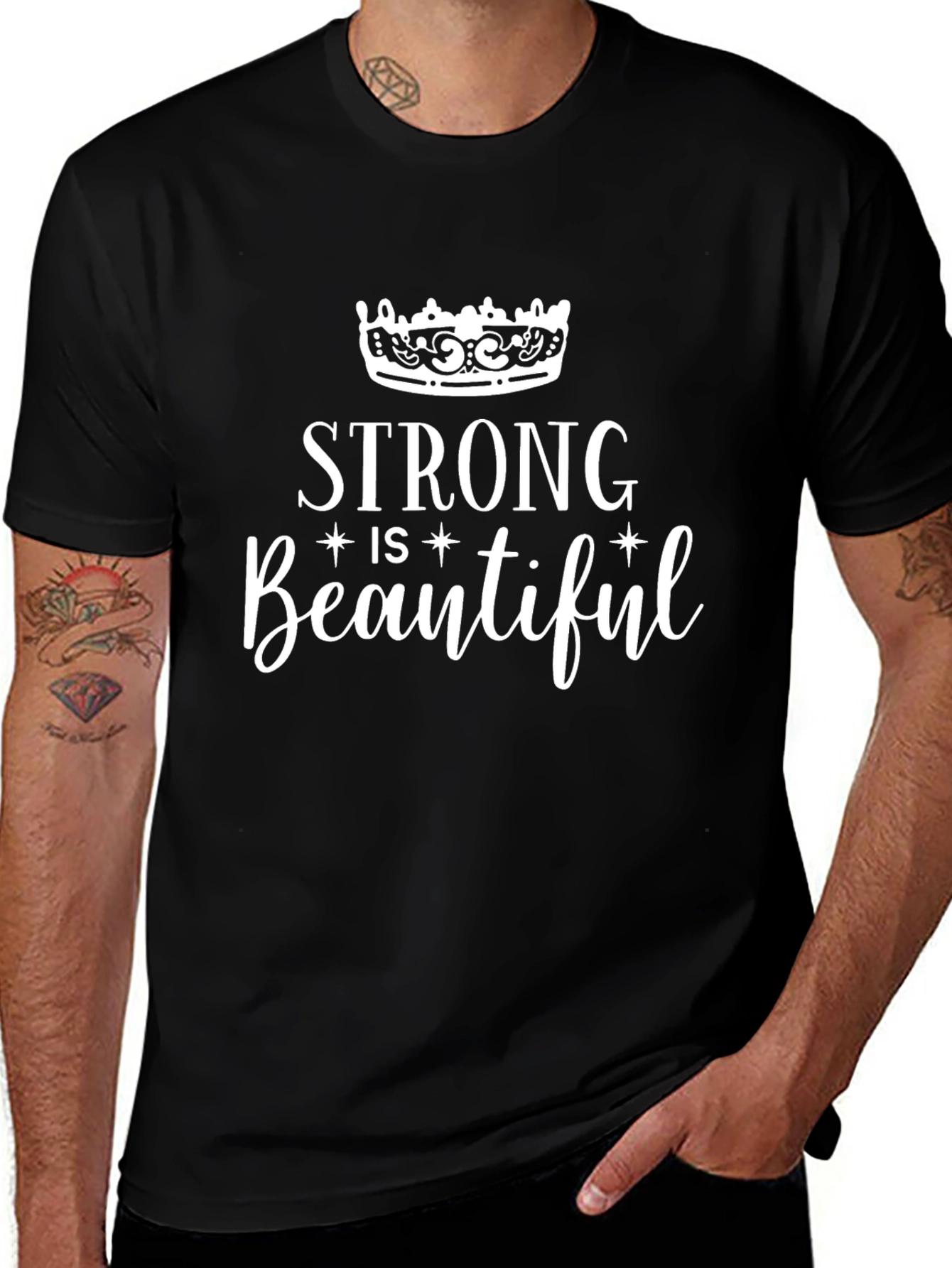 Strong is Beautiful Graphic Tee Shirt - Black