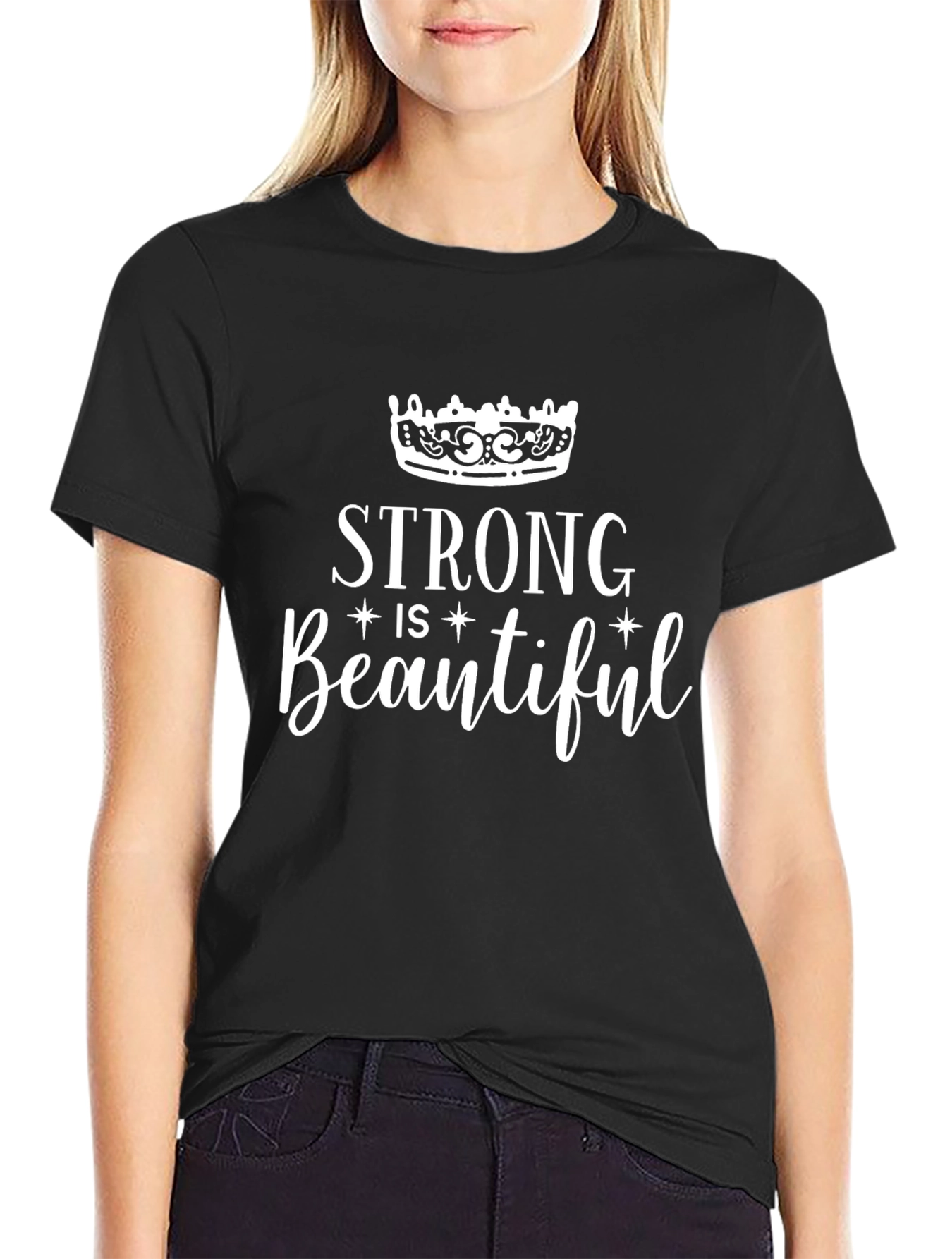 Strong is Beautiful Graphic Tee Shirt - Black