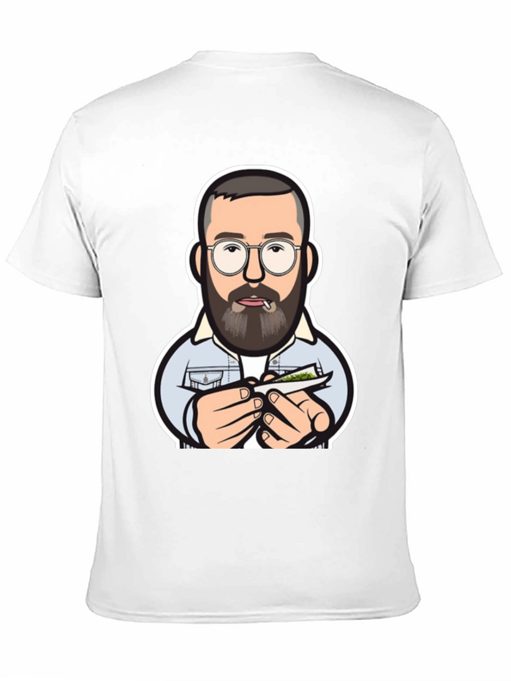 Cool Cartoon Man Rolling Joint Black T-Shirt