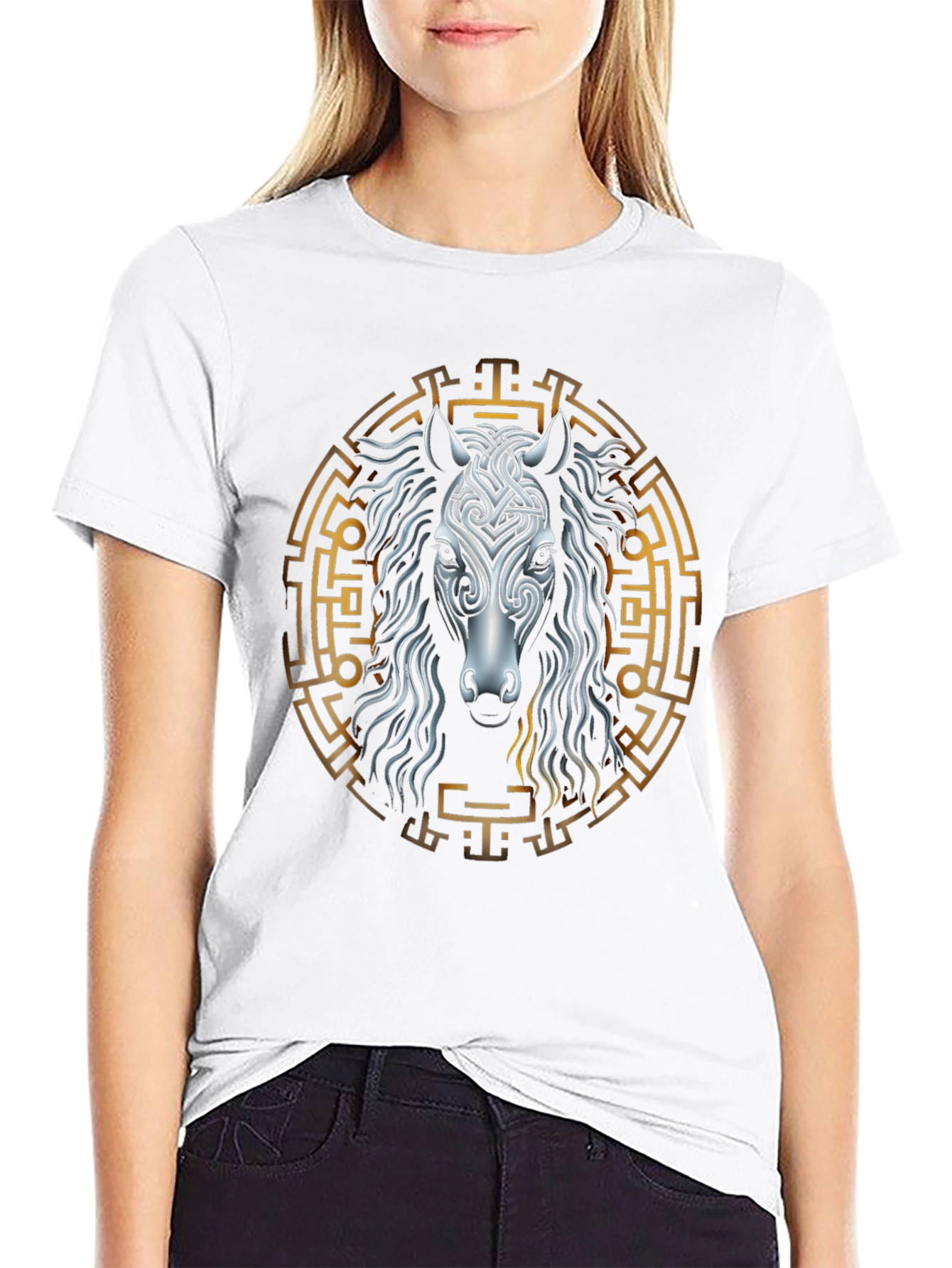 Celtic Horse Graphic Tee - Black
