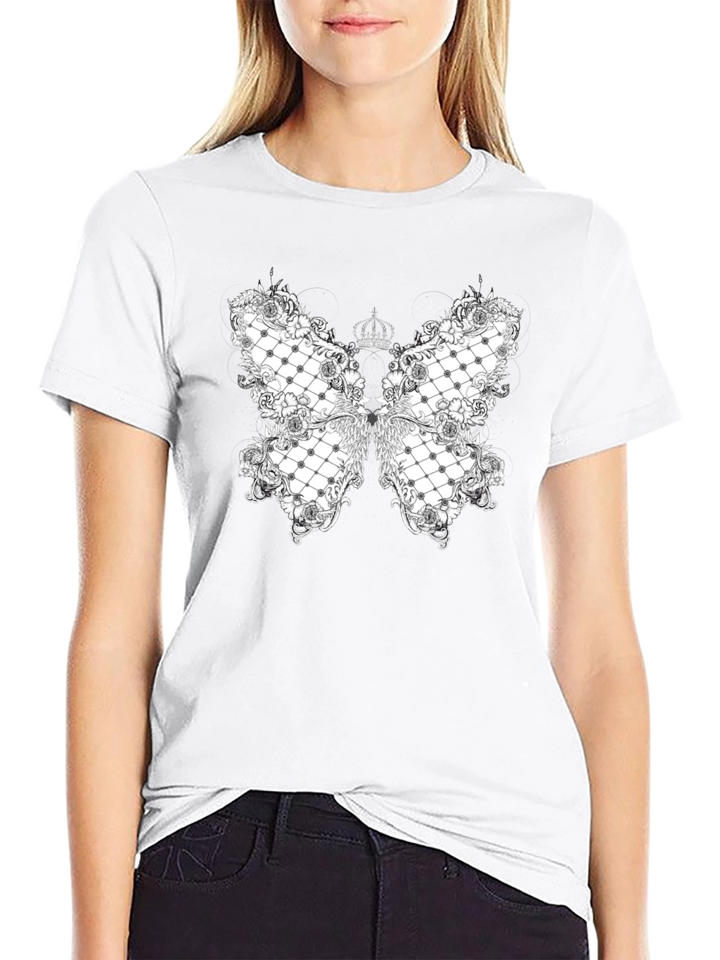 Elegant Butterfly Crown Graphic Tee