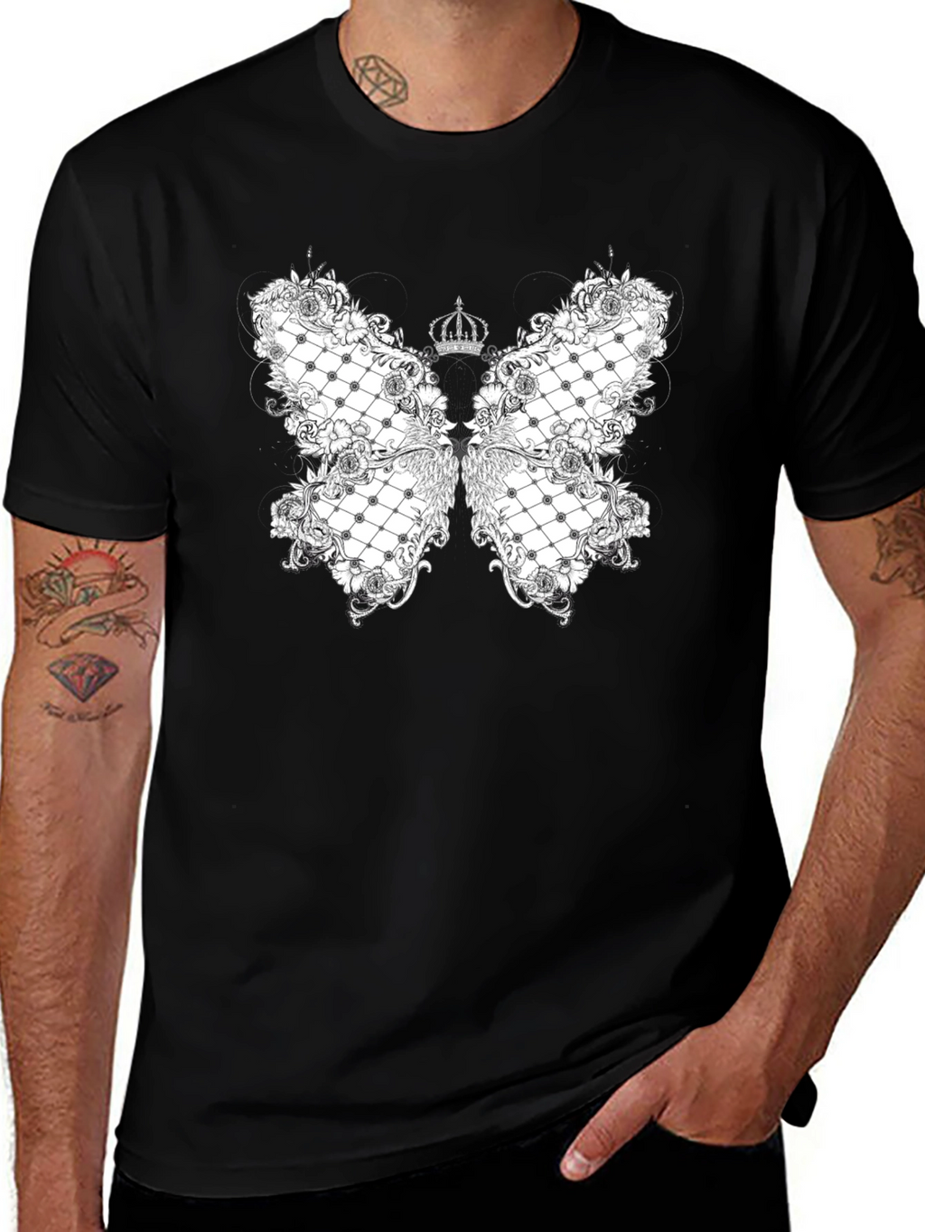 Elegant Butterfly Crown Graphic Tee