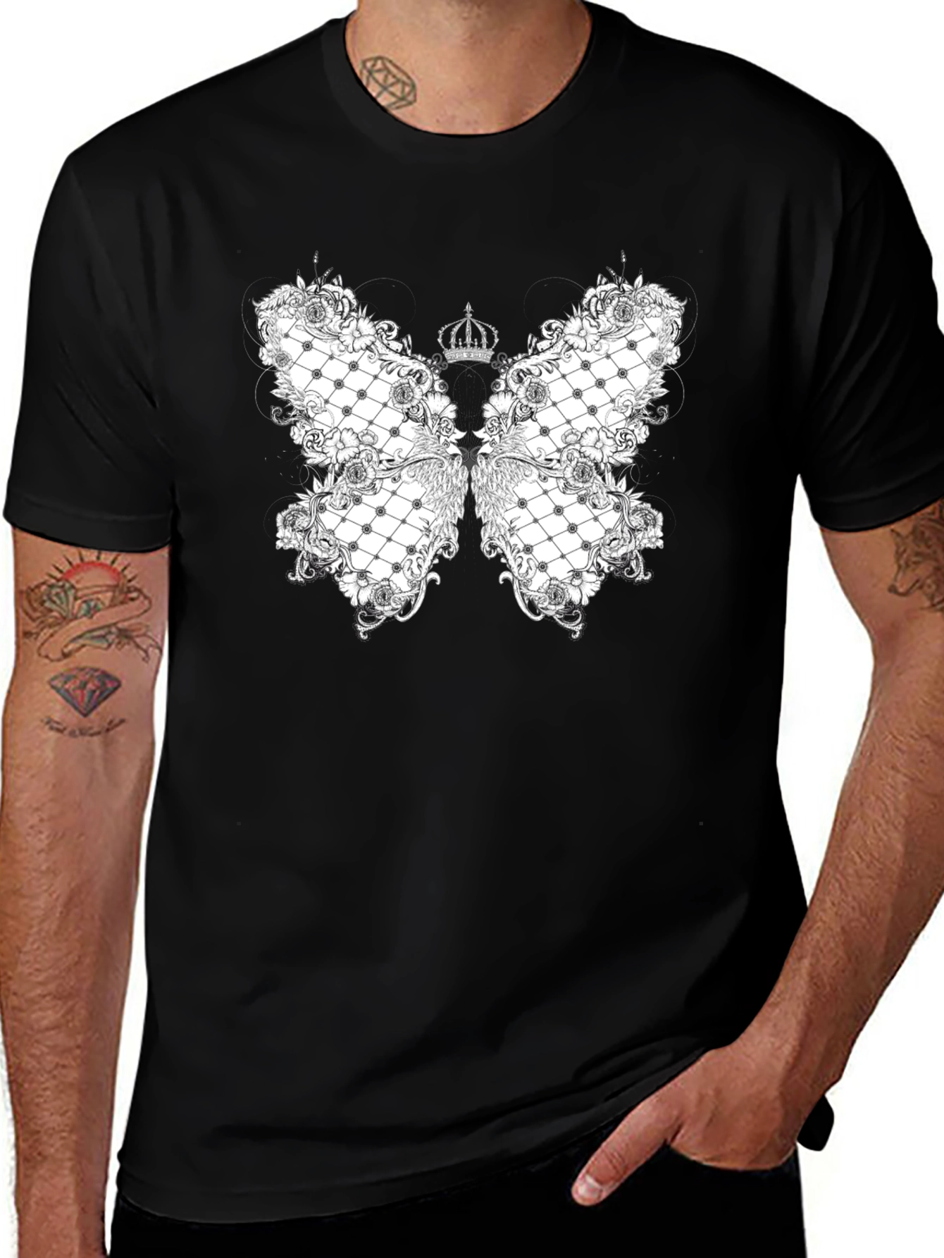 Elegant Butterfly Crown Graphic Tee