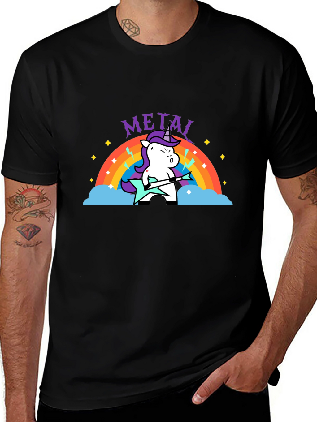 Unicorn Metal Guitarist Graphic Tee