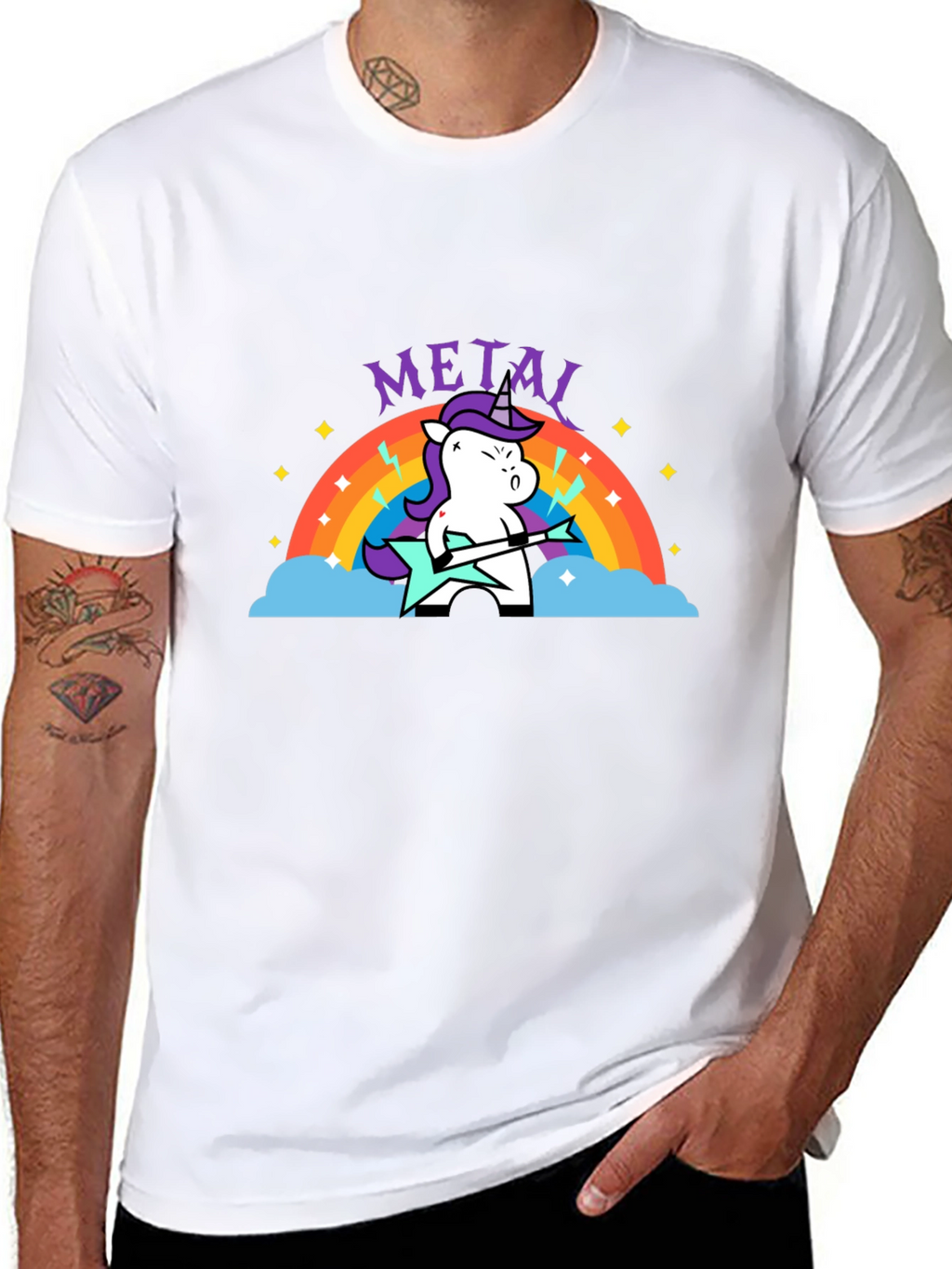 Unicorn Metal Guitarist Graphic Tee
