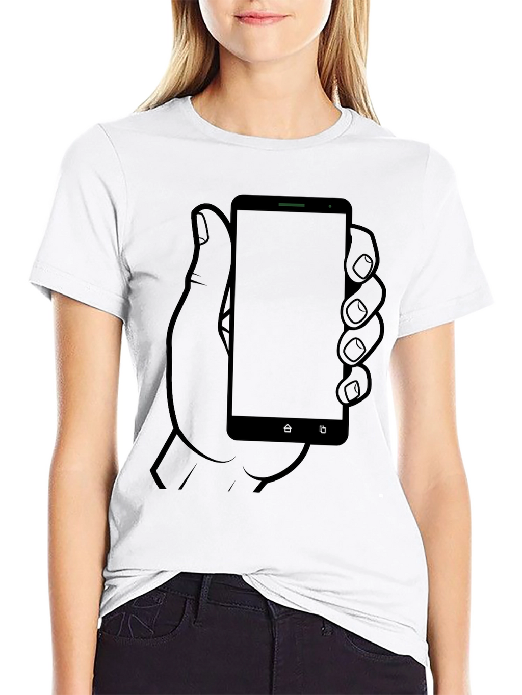 Smartphone Hand Graphic Tee - Cool Casual Black Shirt
