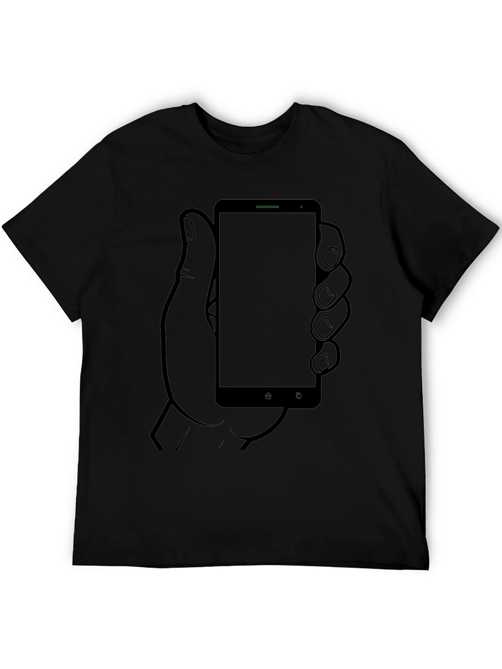 Smartphone Hand Graphic Tee - Cool Casual Black Shirt