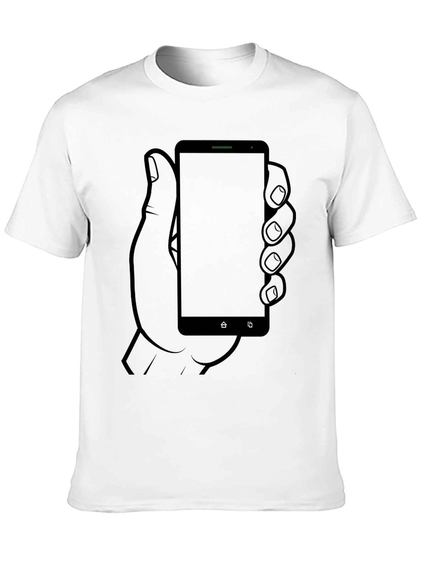 Smartphone Hand Graphic Tee - Cool Casual Black Shirt