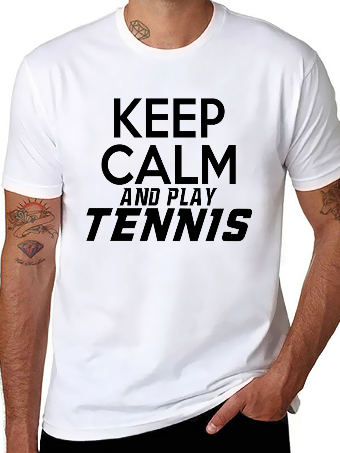 Keep Calm and Play Tennis T-Shirt - Black