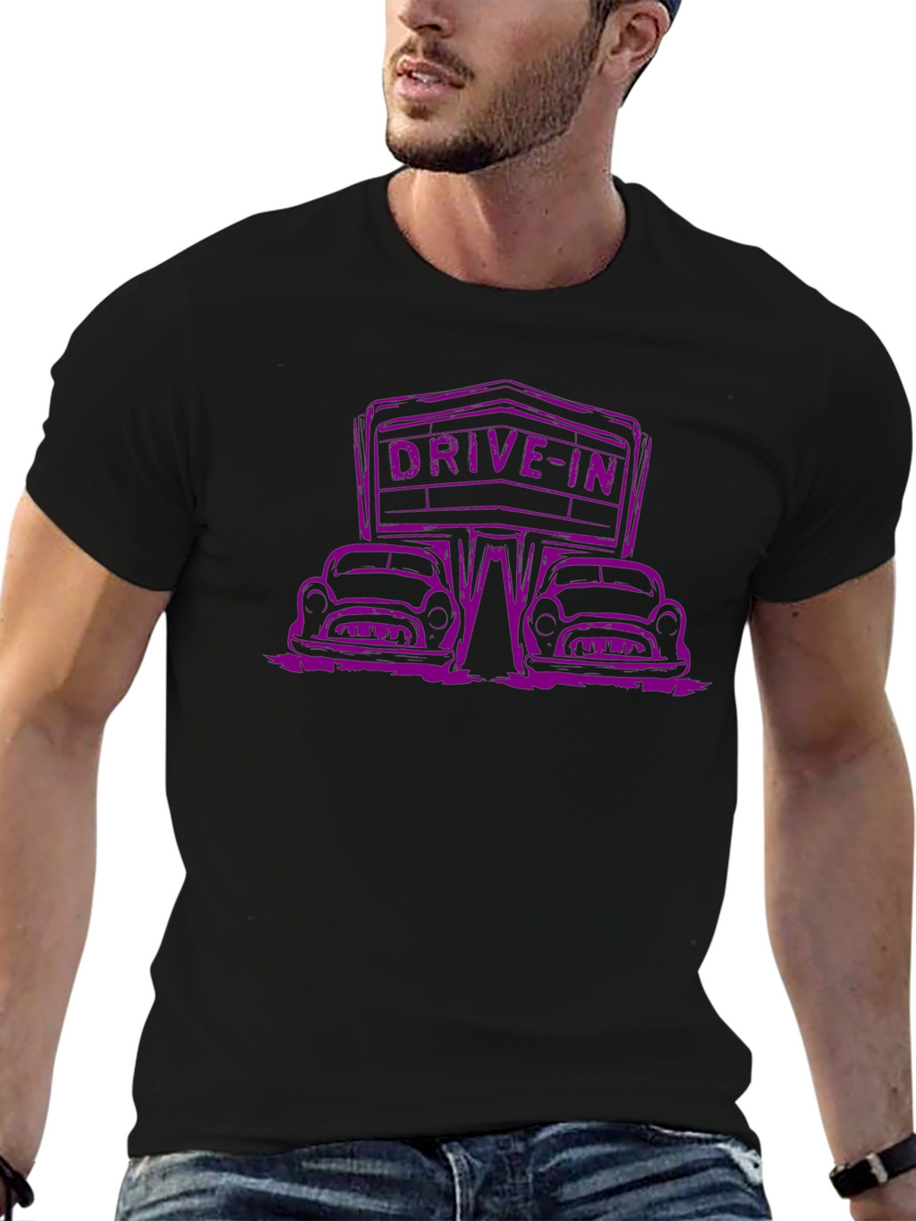 Drive-In Movie Black Graphic Tee