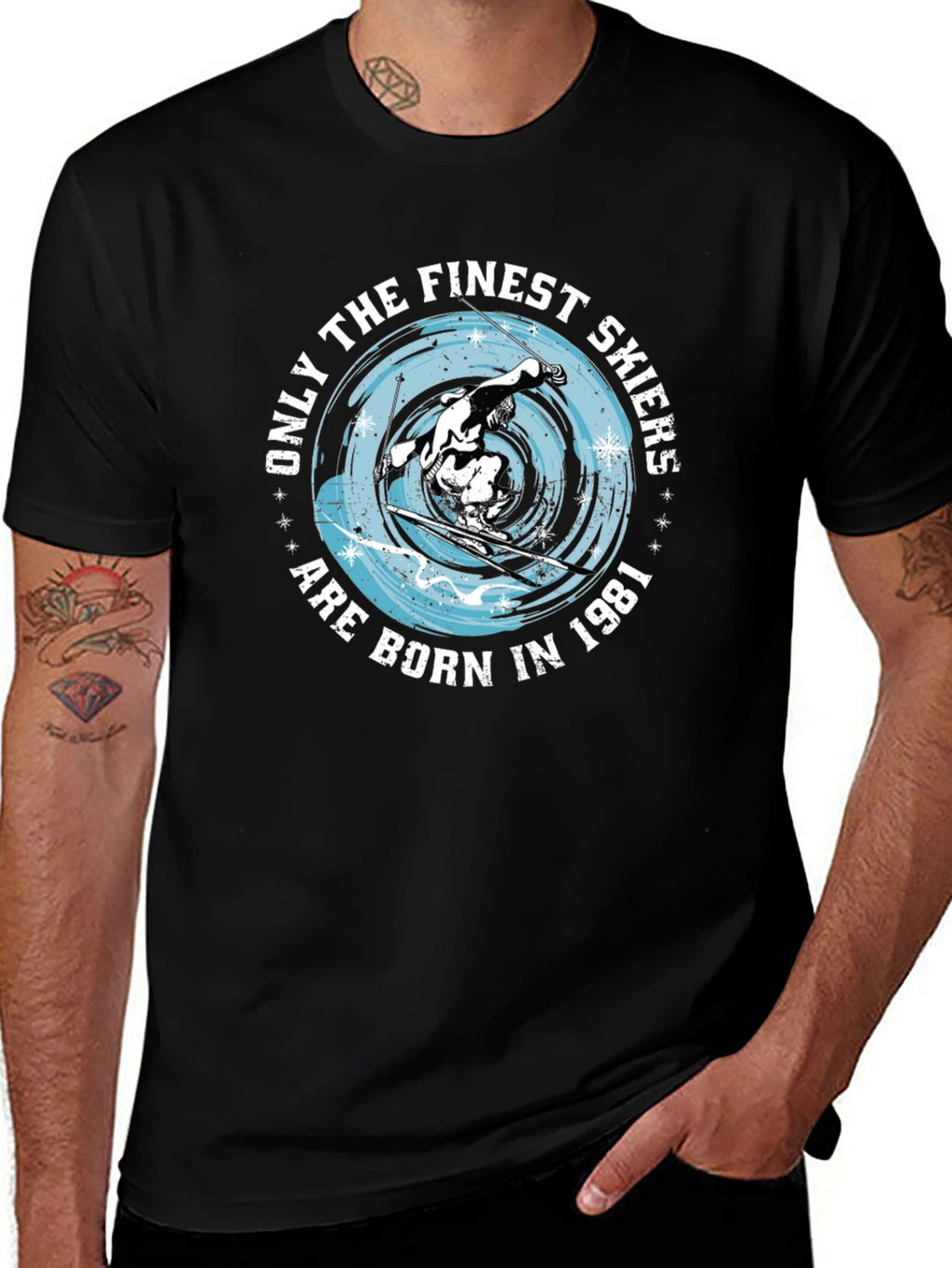 Finest Skiers Born in 1981 Black T-Shirt