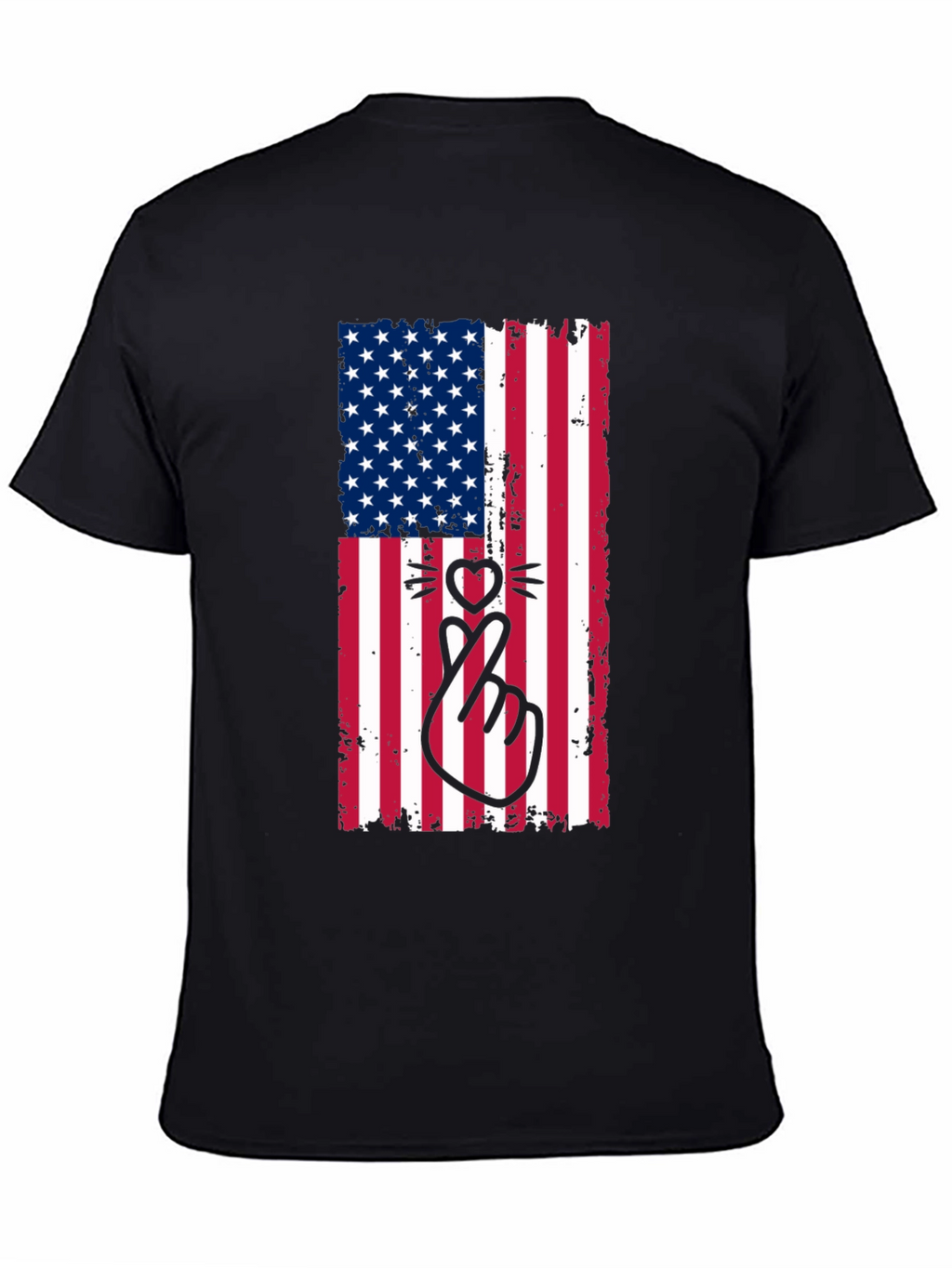 American Flag Cat Heart T-Shirt