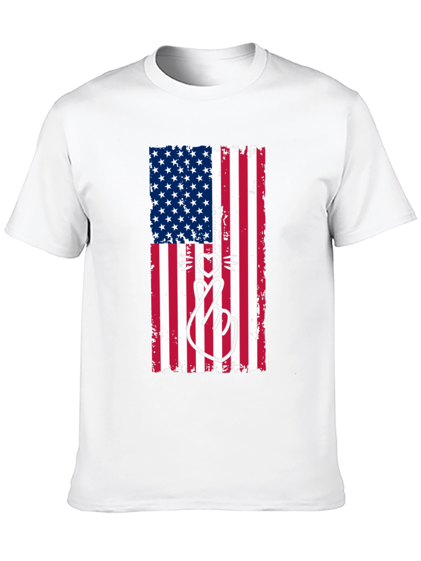 American Flag Cat Heart T-Shirt