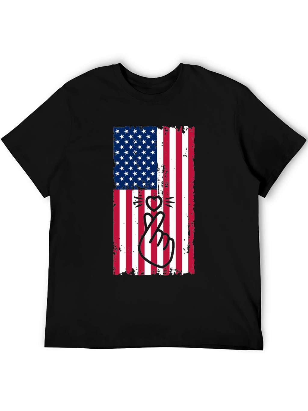 American Flag Cat Heart T-Shirt