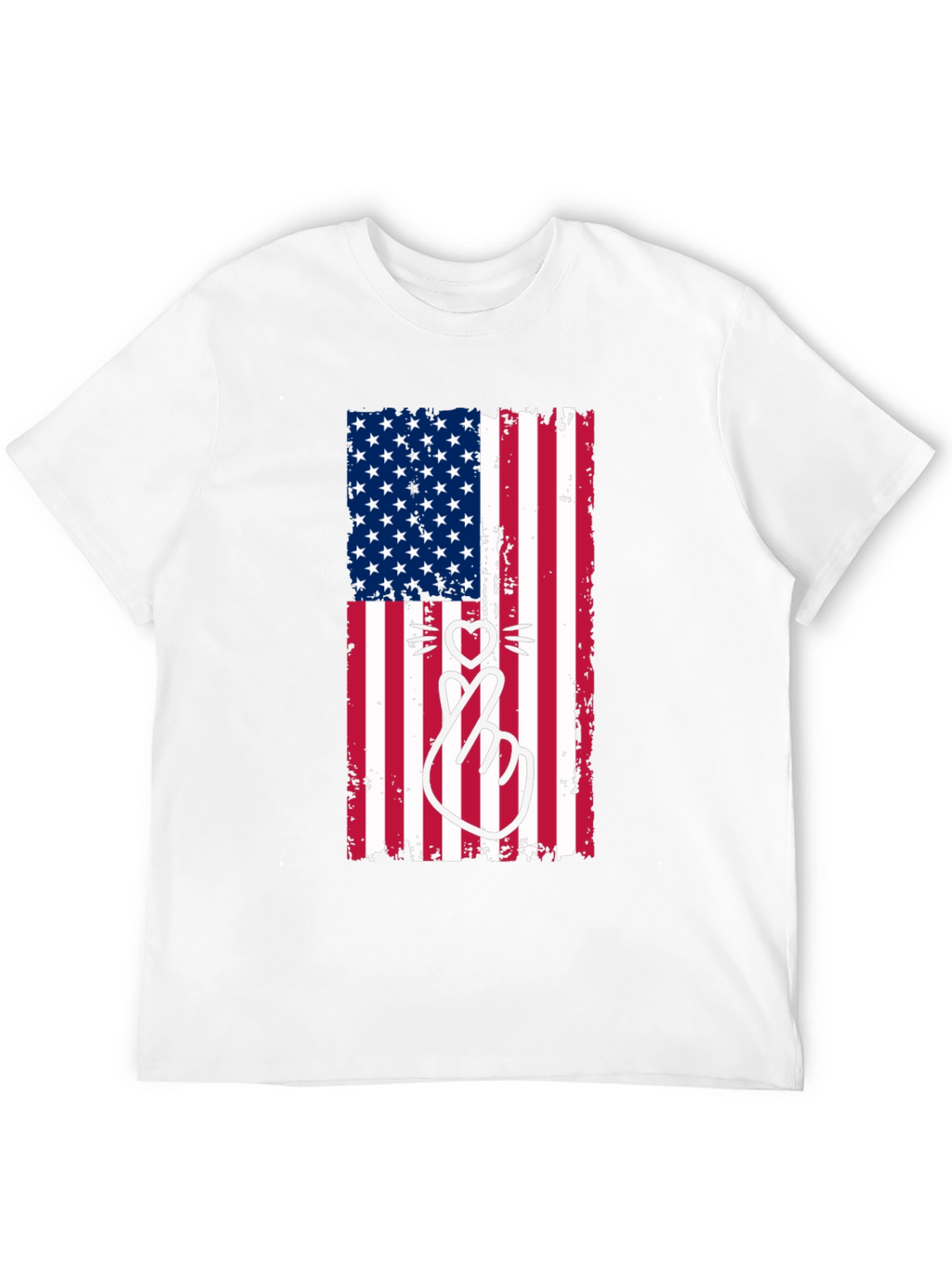 American Flag Cat Heart T-Shirt