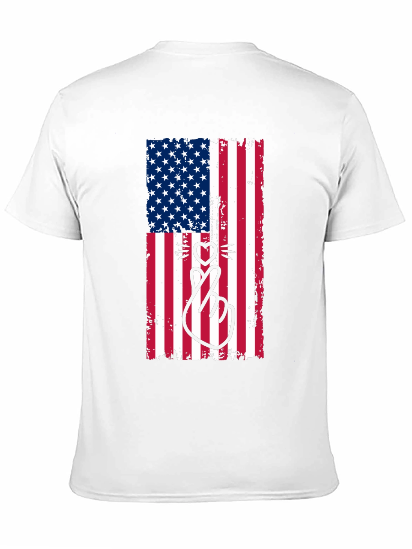 American Flag Cat Heart T-Shirt