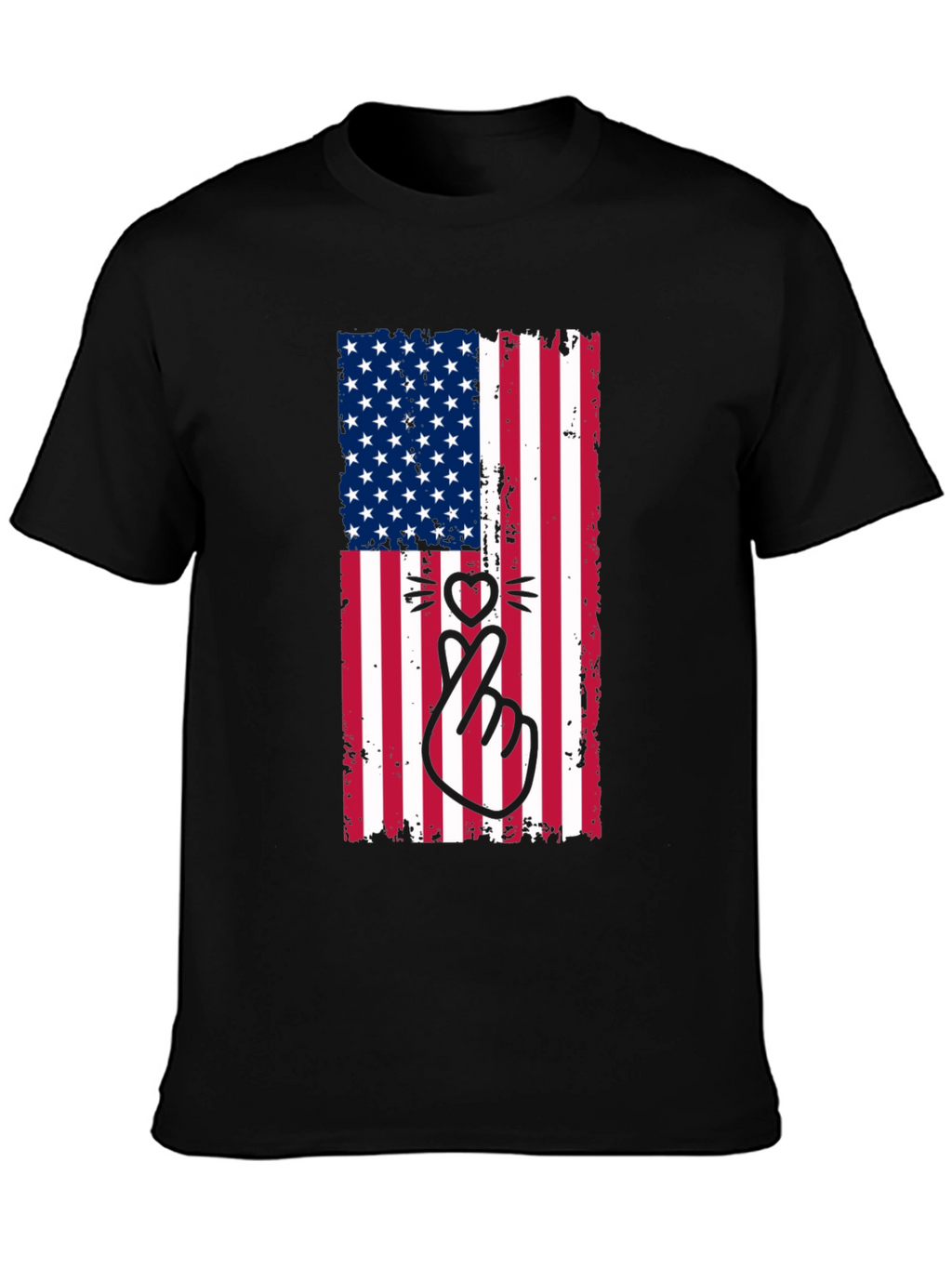 American Flag Cat Heart T-Shirt