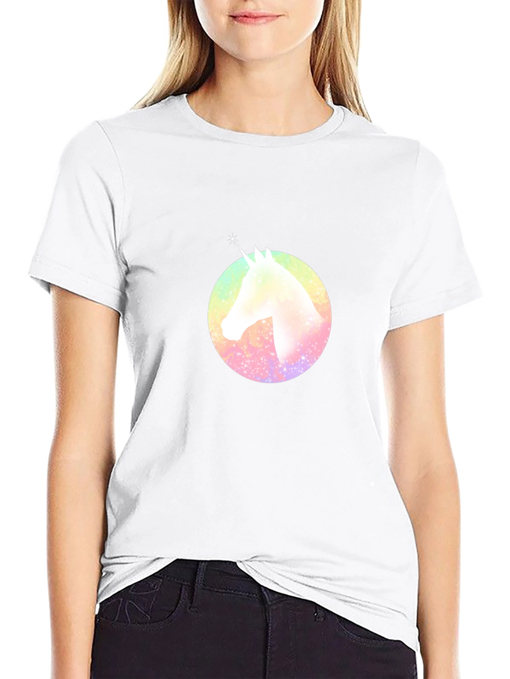 Rainbow Unicorn Graphic T-Shirt - Black