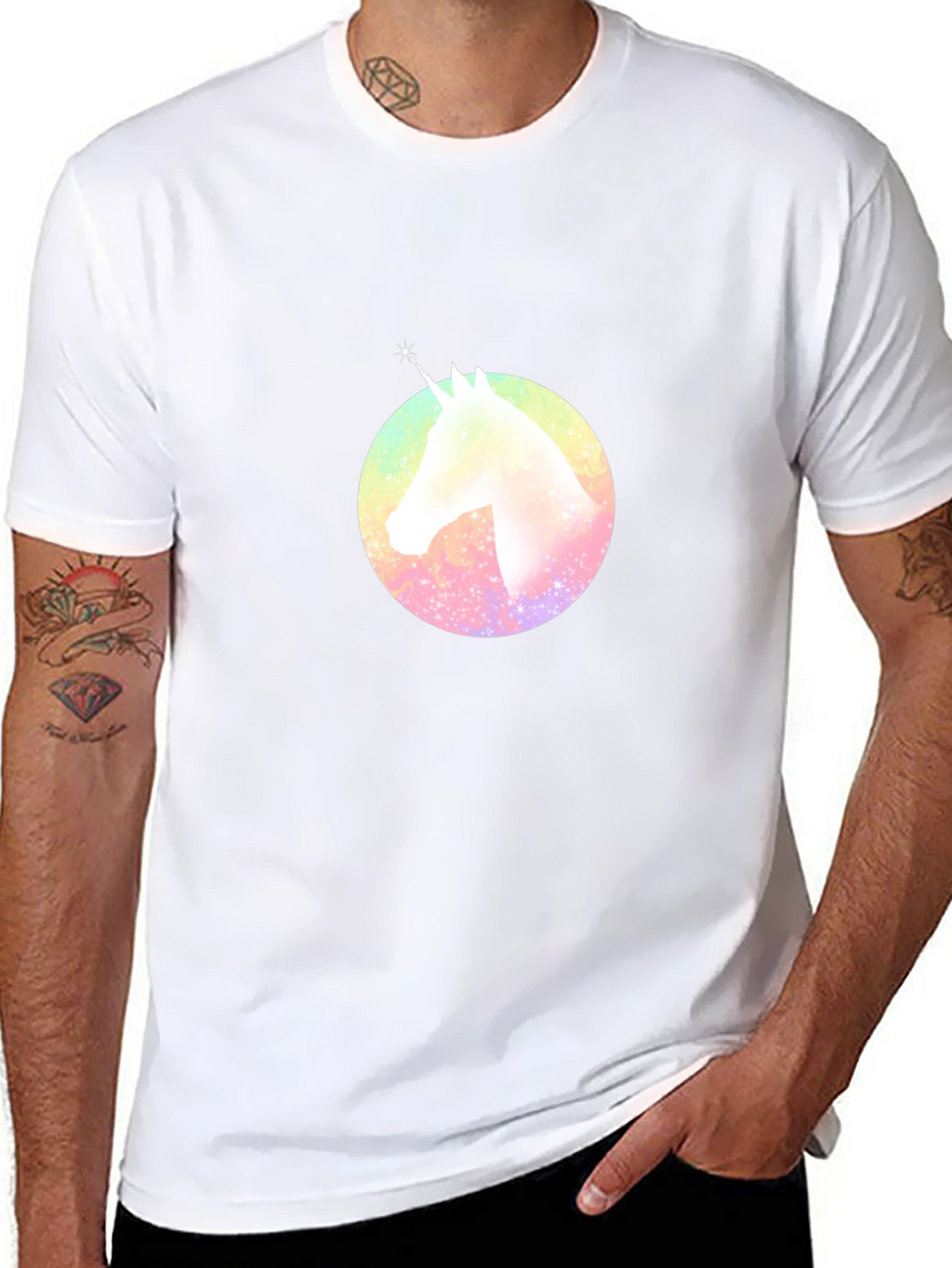Rainbow Unicorn Graphic T-Shirt - Black