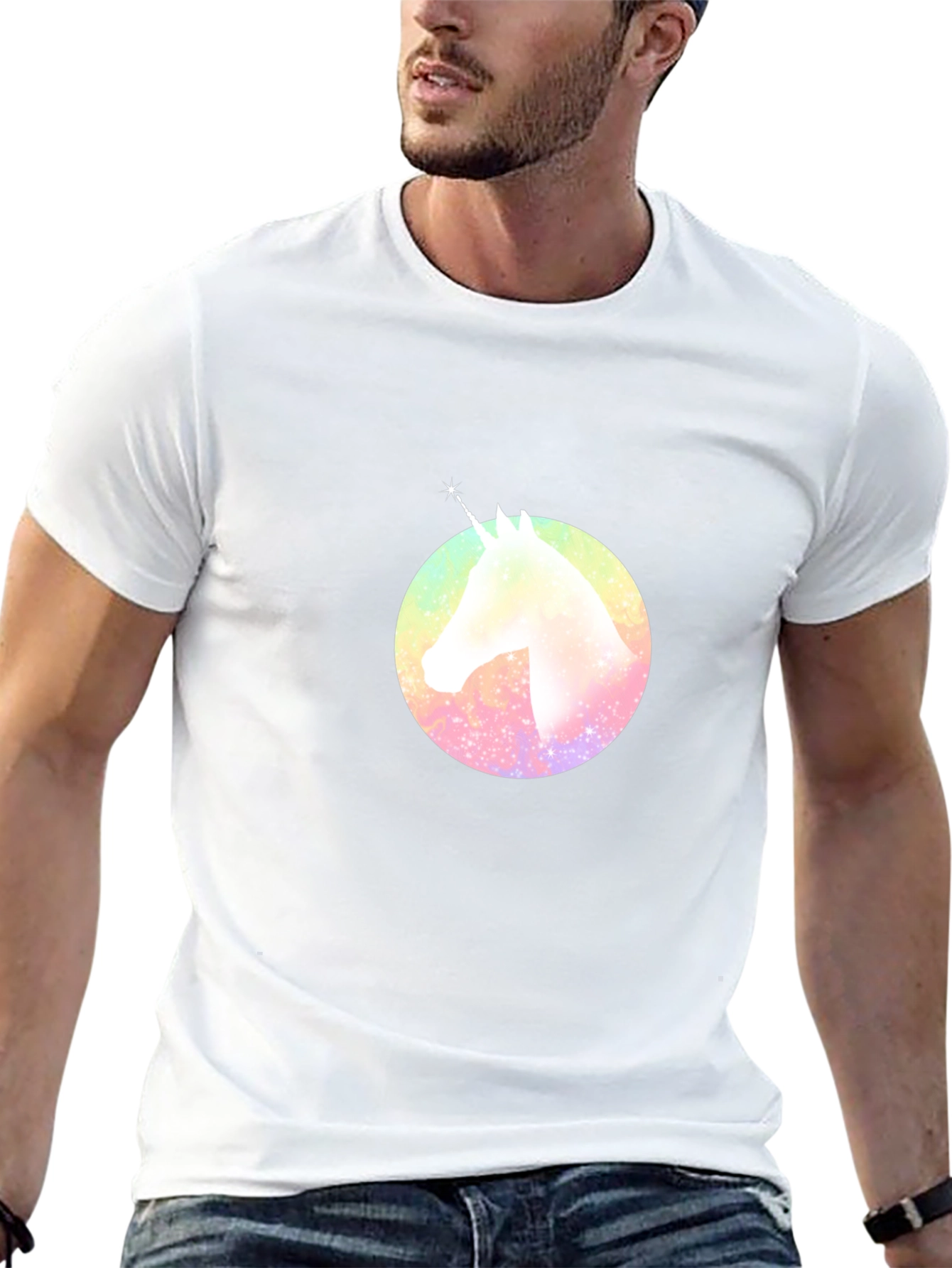 Rainbow Unicorn Graphic T-Shirt - Black