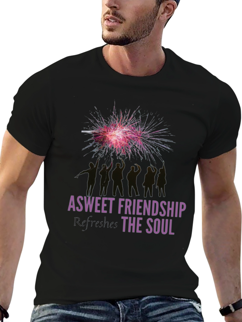 Friendship Fireworks Graphic Tee - Black